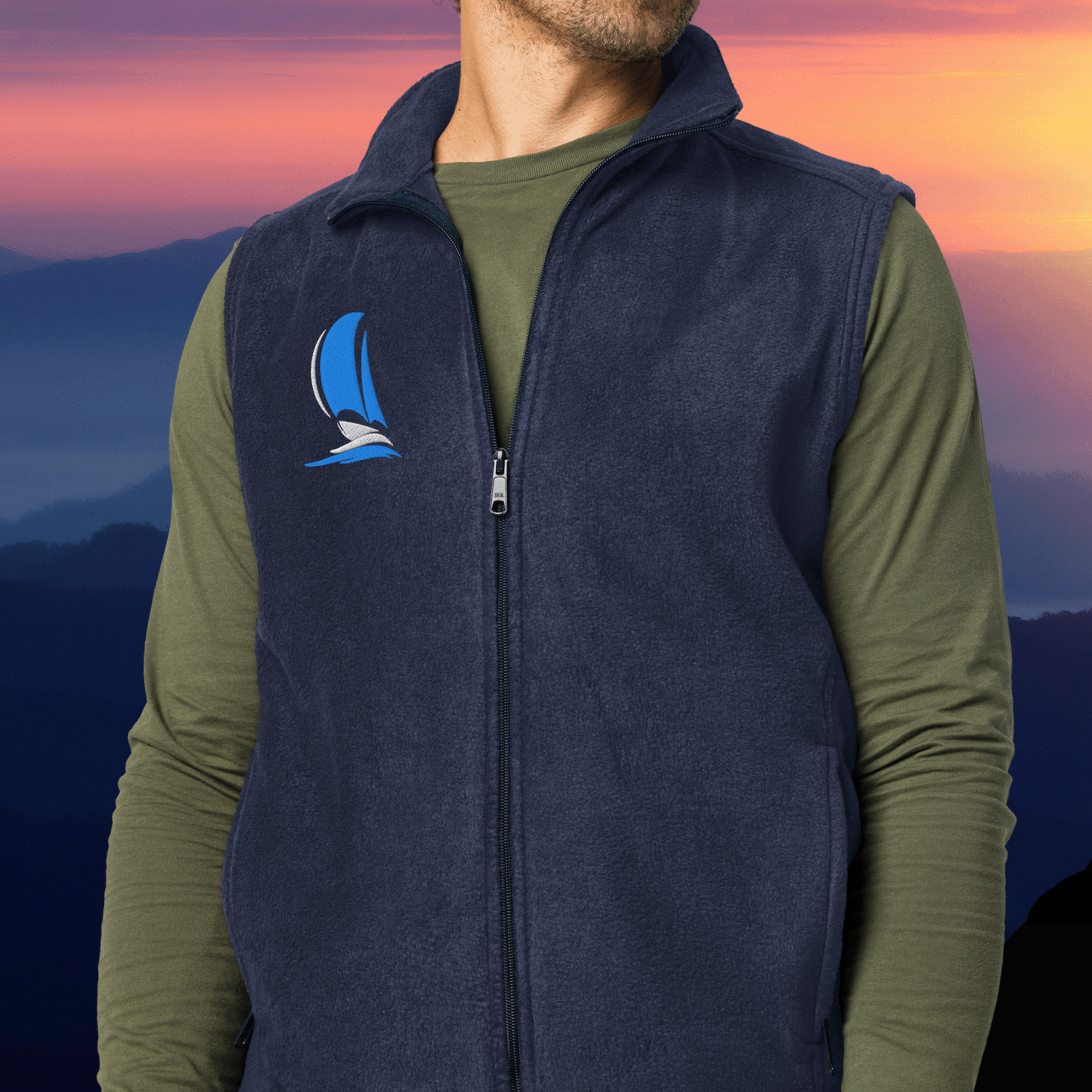Embroidered Mens Sailboat Columbia Fleece Vest