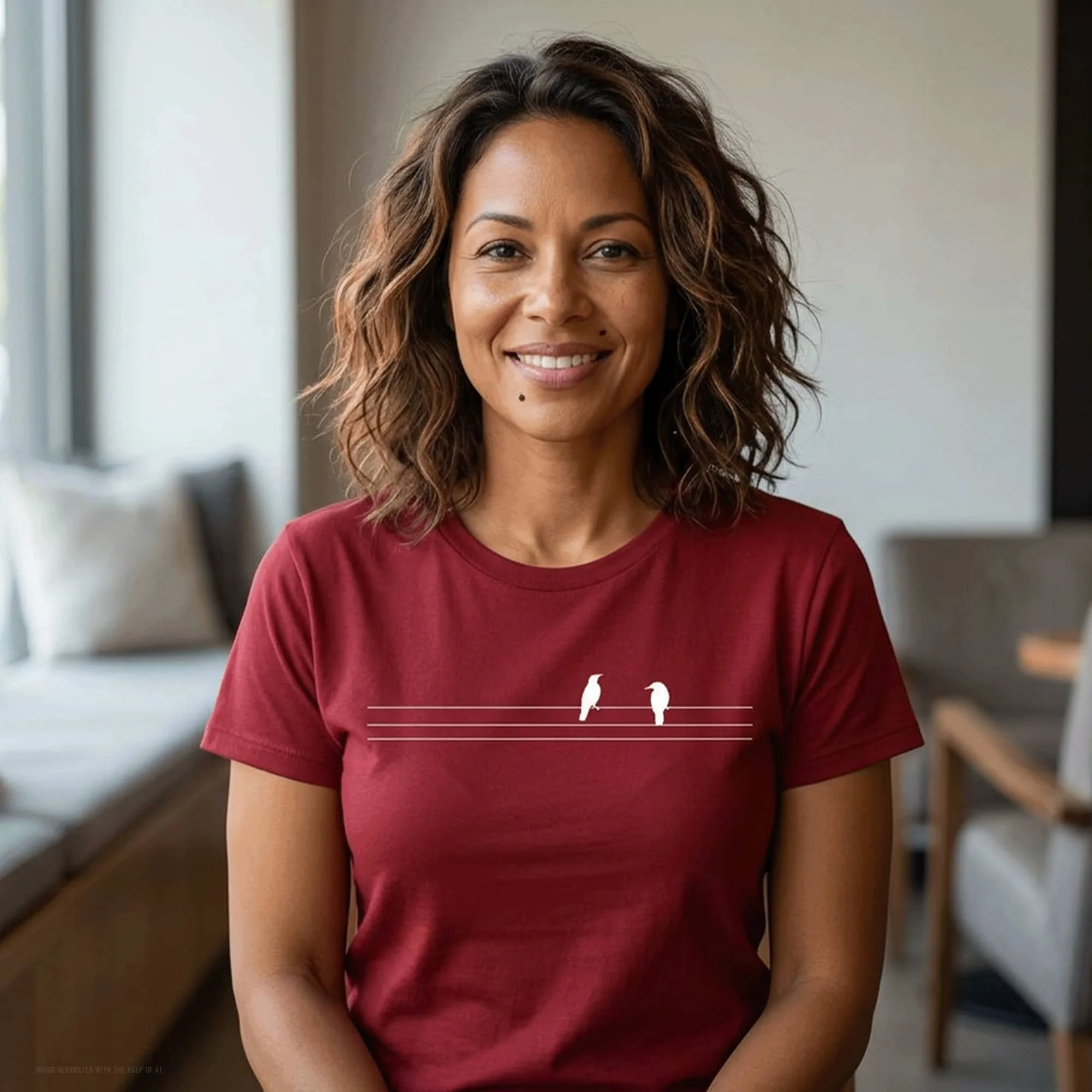 Birds on a Wire Recycled Cotton T‑Shirt
