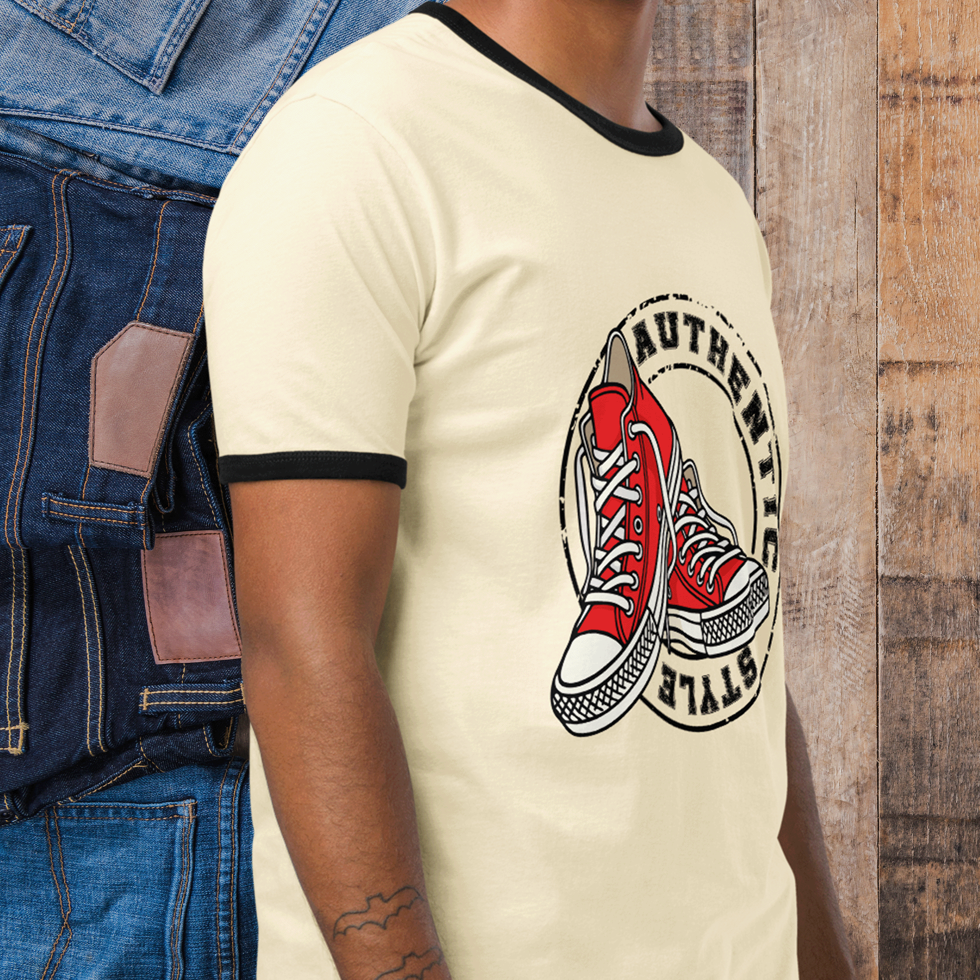 Authentic Style Red Sneakers Ringer T-shirt
