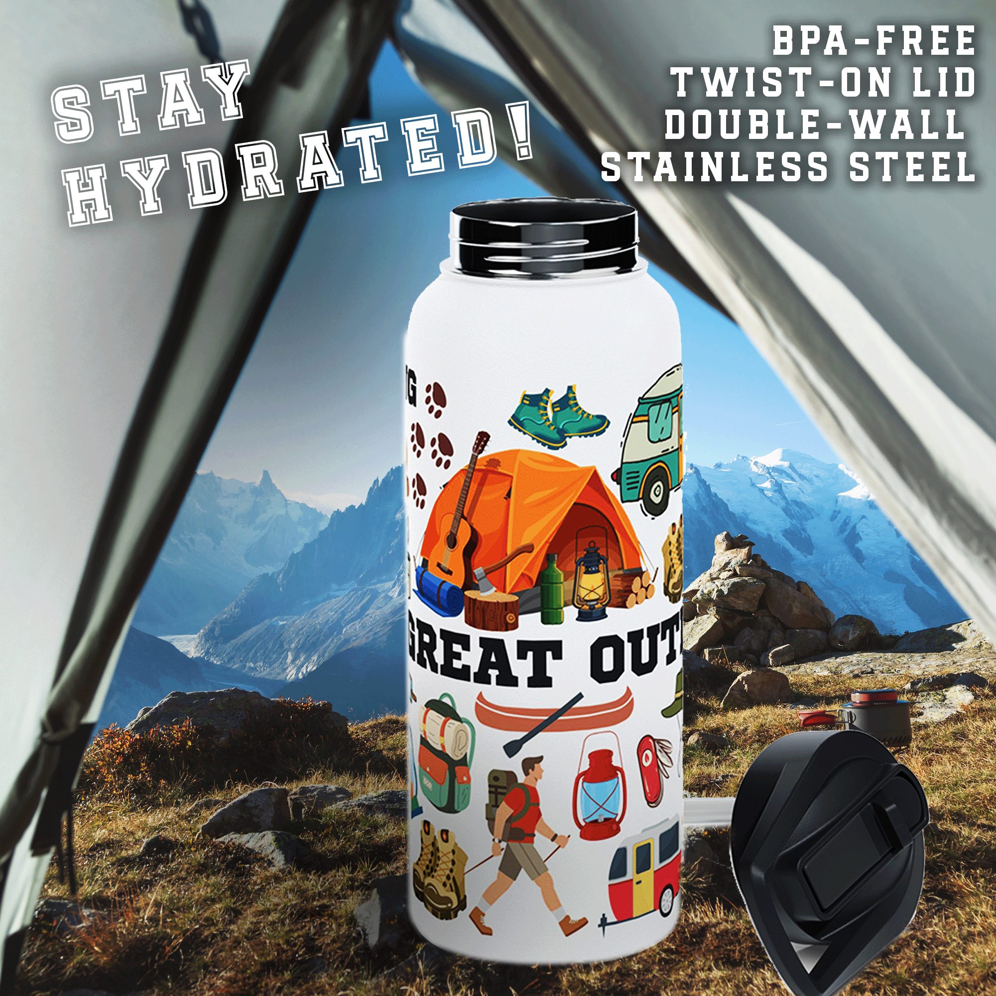 Outdoor Adventure Stainless Steel 32oz Water Bottle