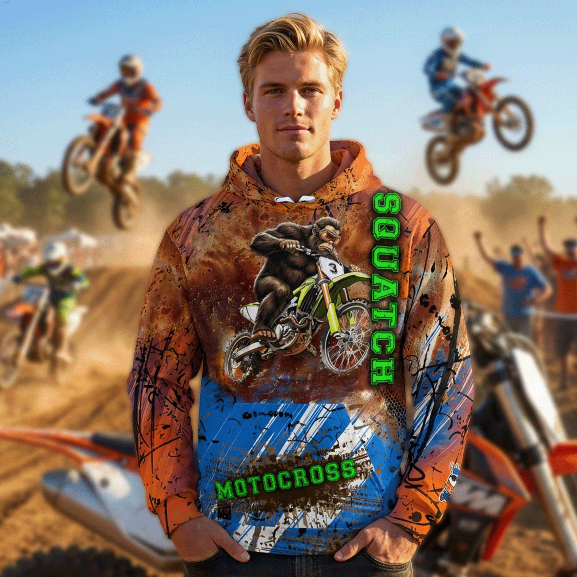 Motocross Sasquatch Unisex Cotton Hoodie