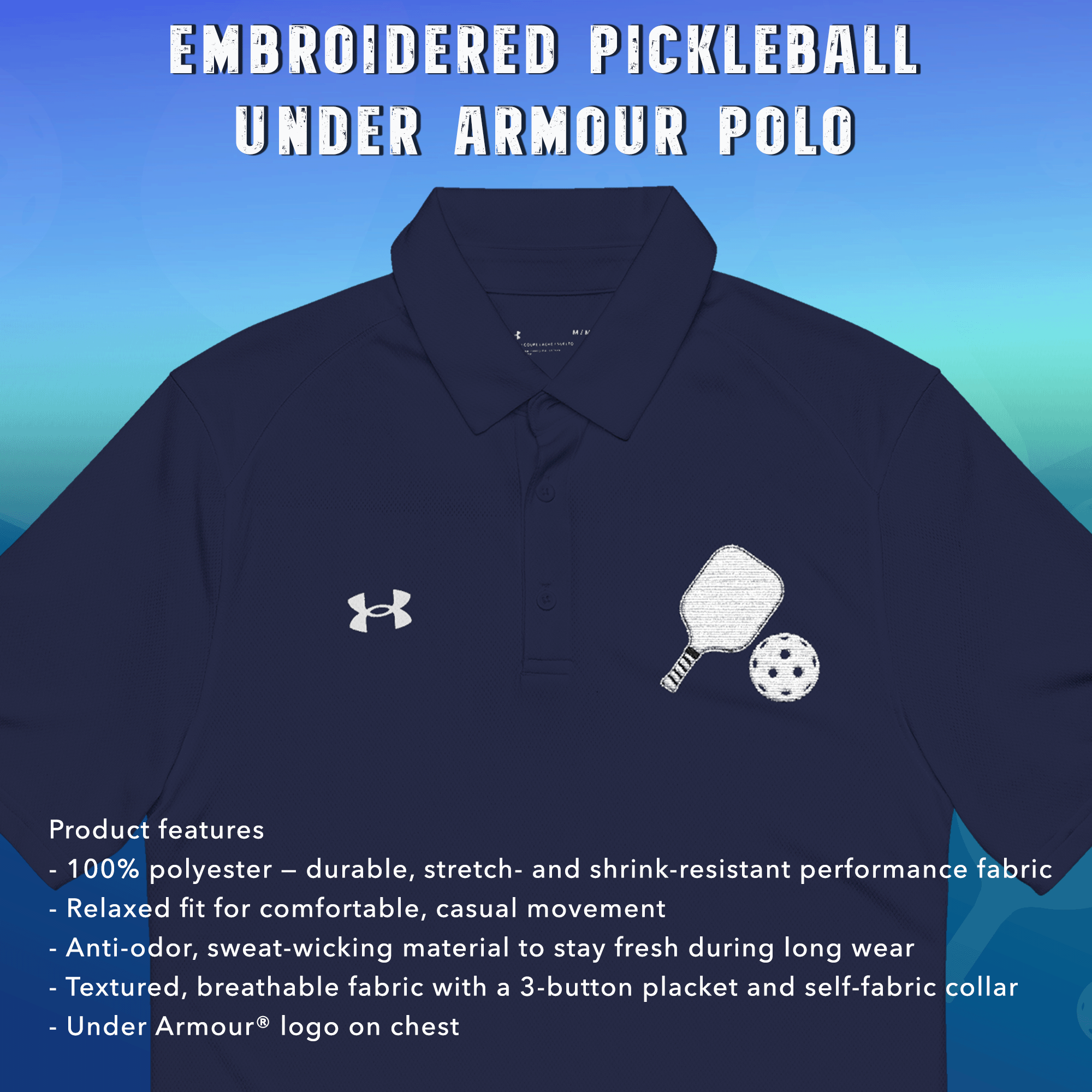 Men's Embroidered Pickleball Under Armour® Athletic Performance Polo Shirt