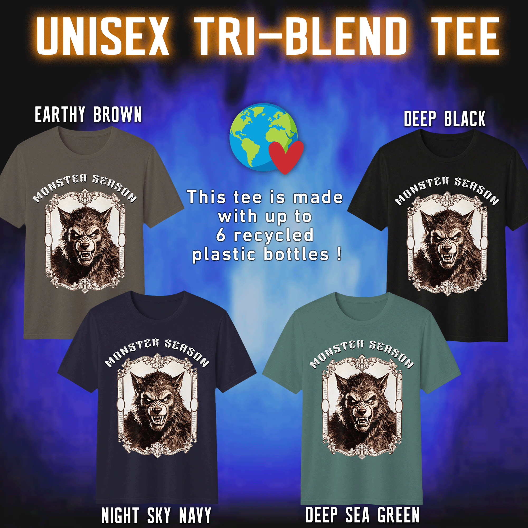Vintage Werewolf Season Eco-friendly Tri-blend Tee