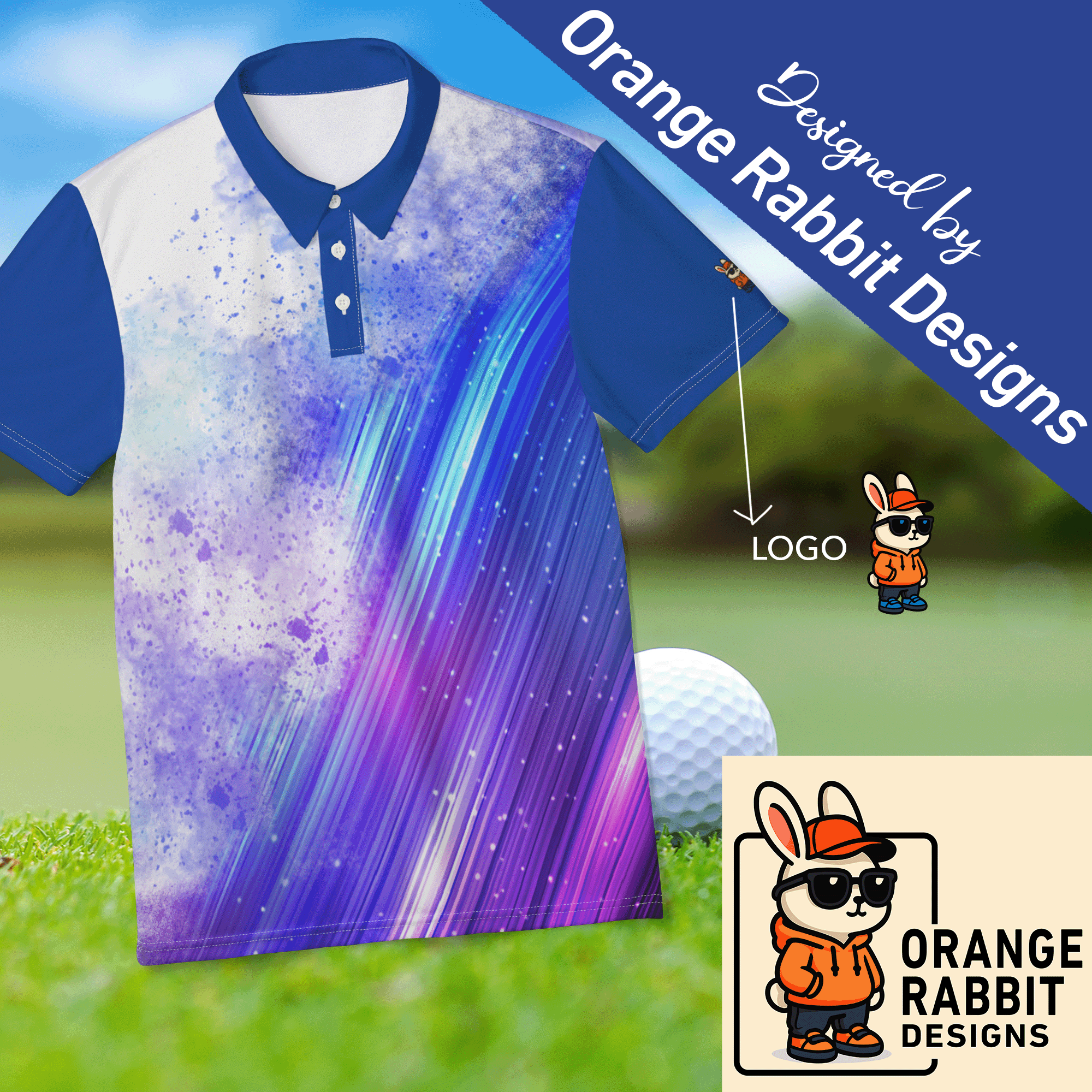 Light Wave Abstract Sports Polo Shirt