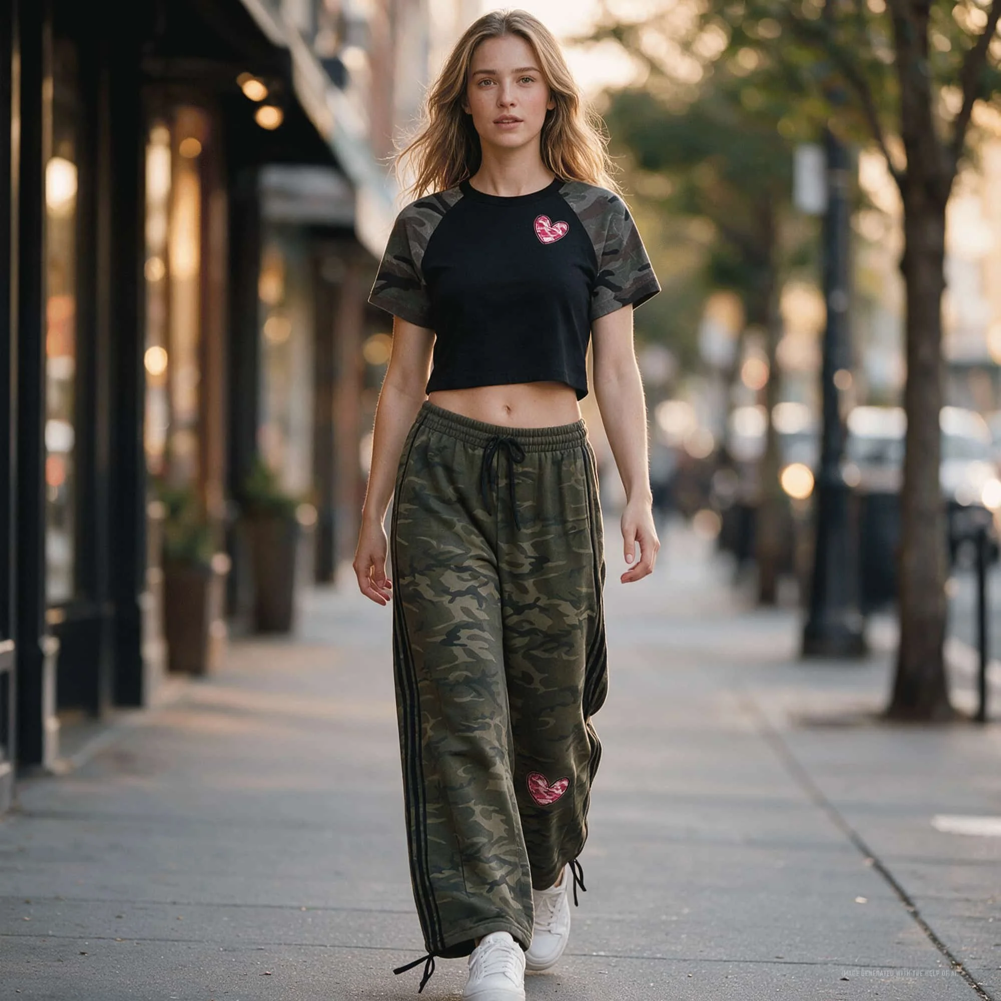 Women's Camo Heart Streetwear Set