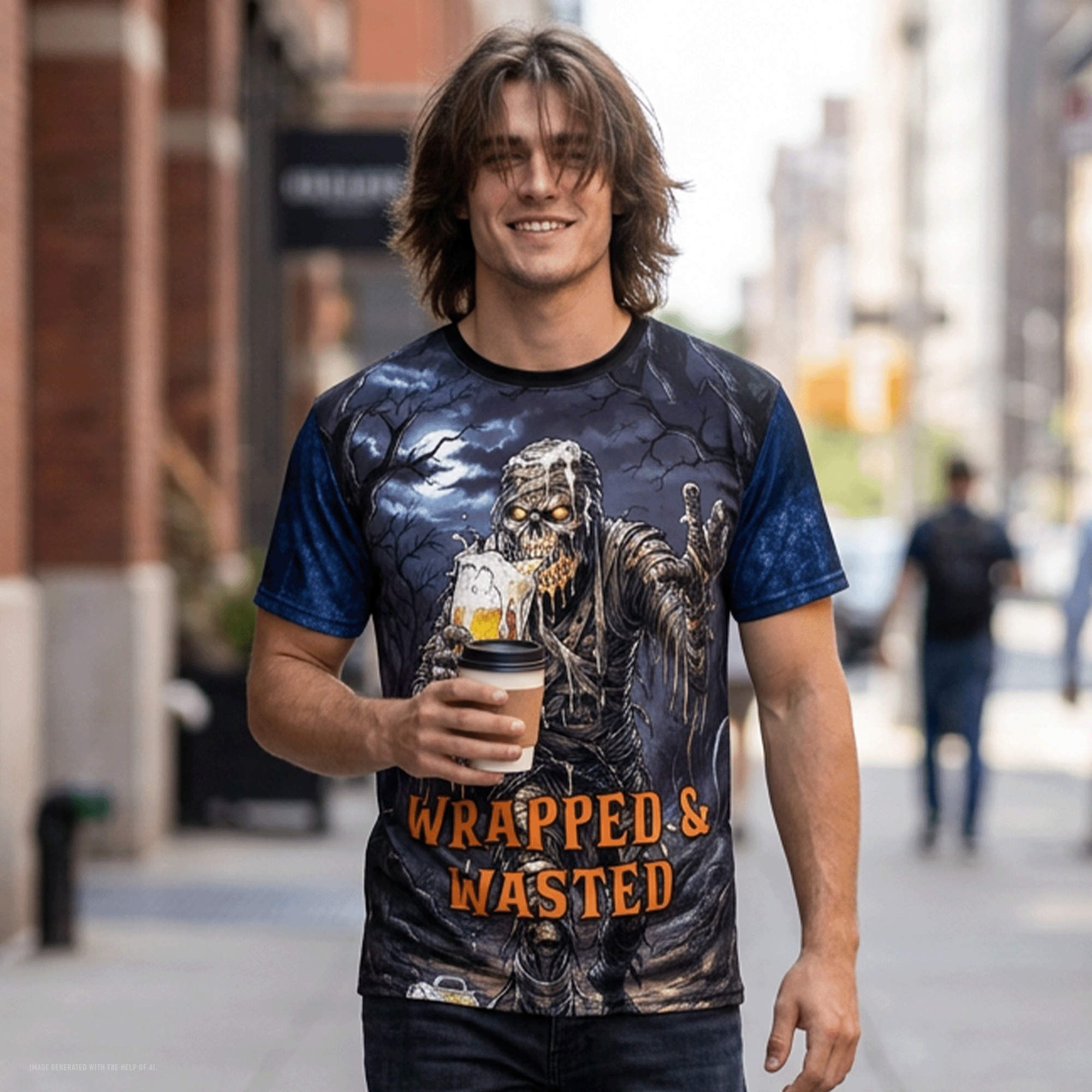 Mummy Beer Graphic All-Over Print Tee