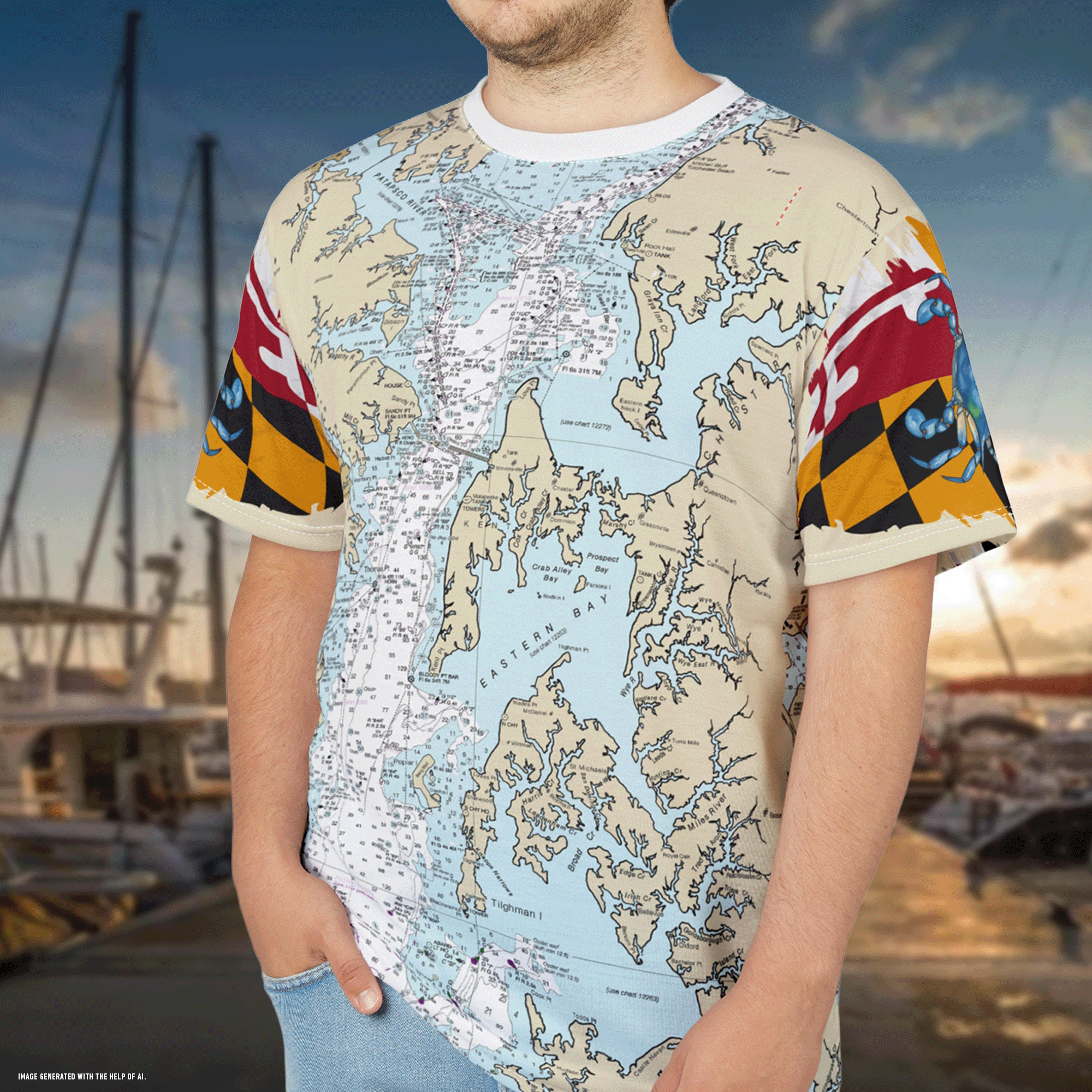 Maryland Chesapeake Bay Nautical Chart Tee