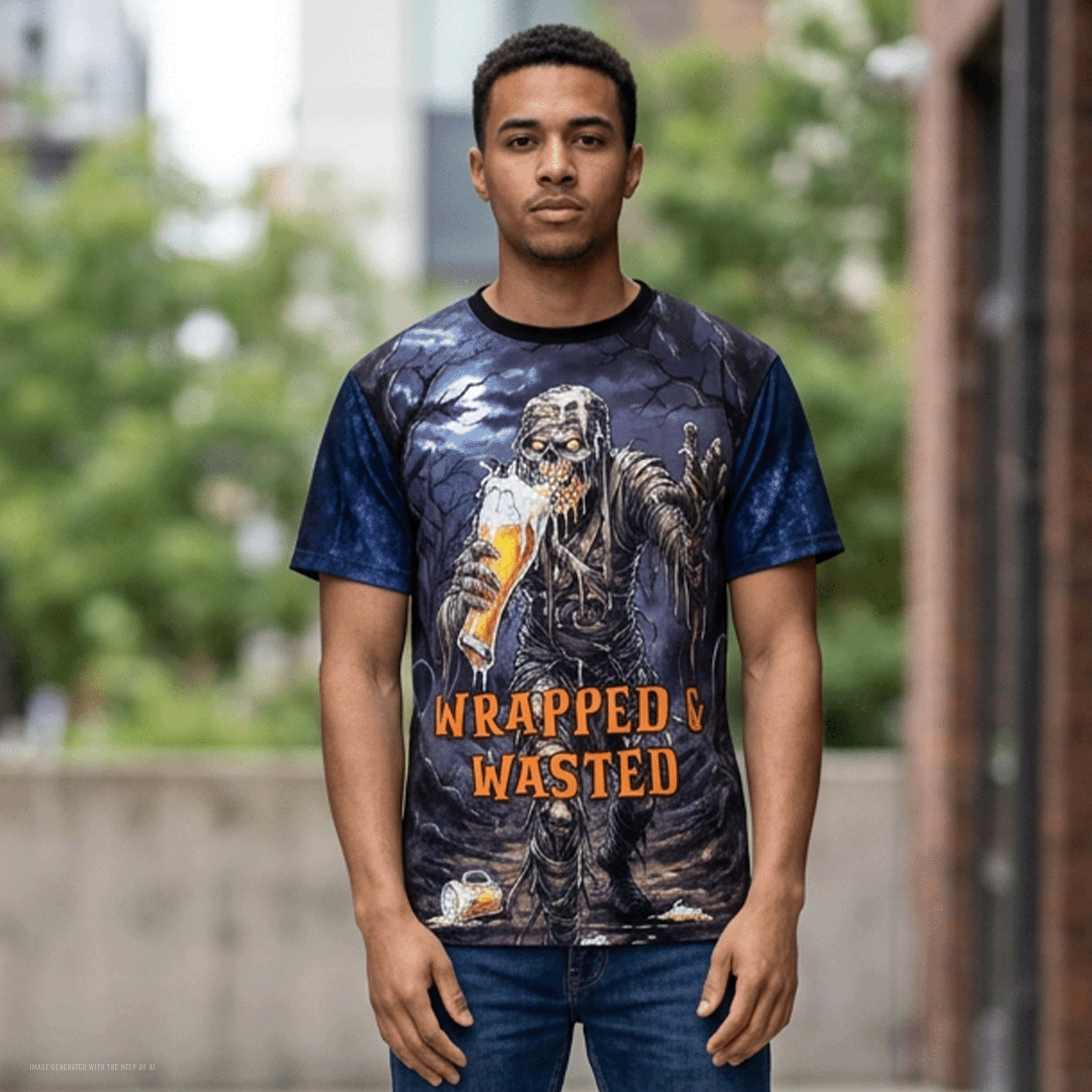 Mummy Beer Graphic All-Over Print Tee