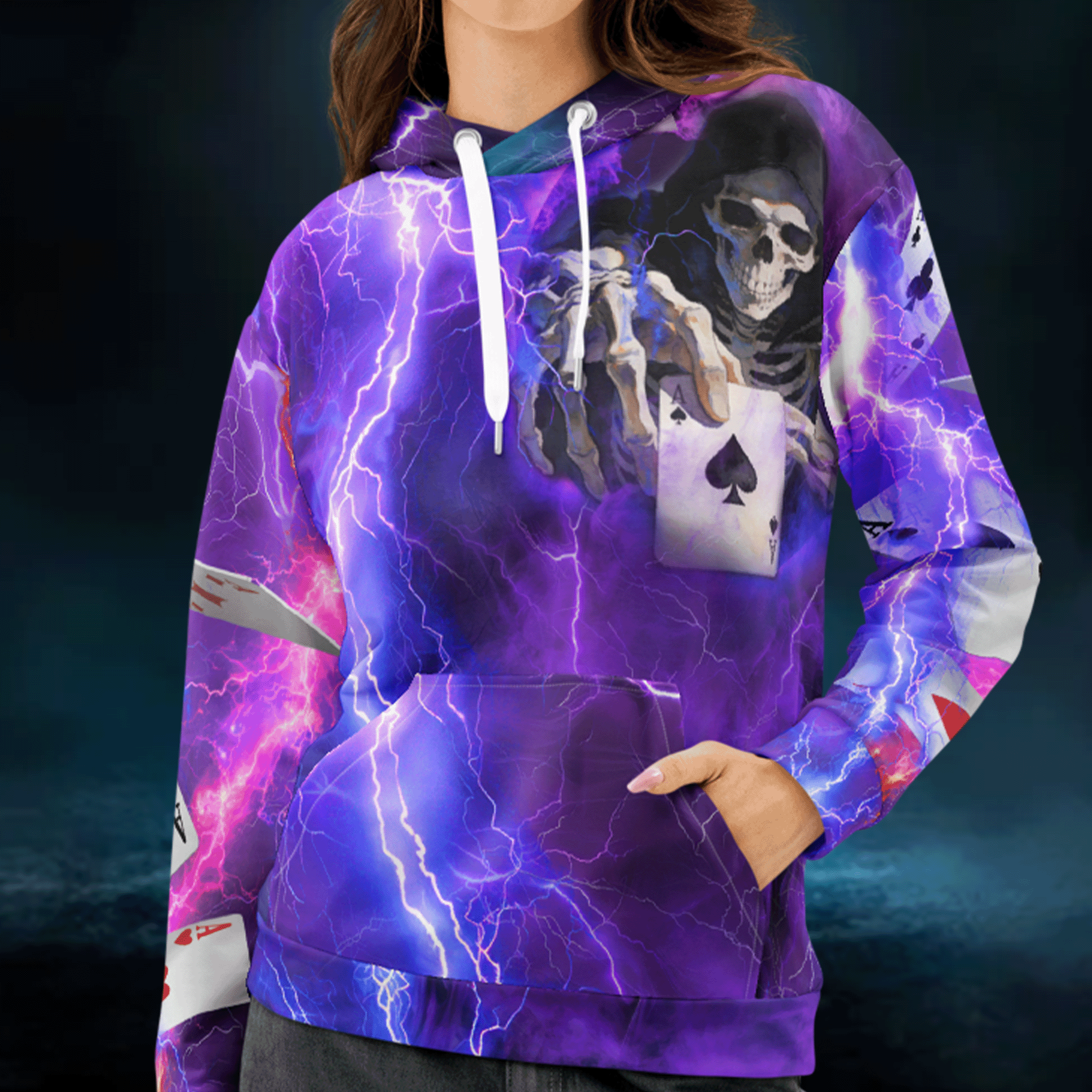 Skeleton with Ace Card Hoodie