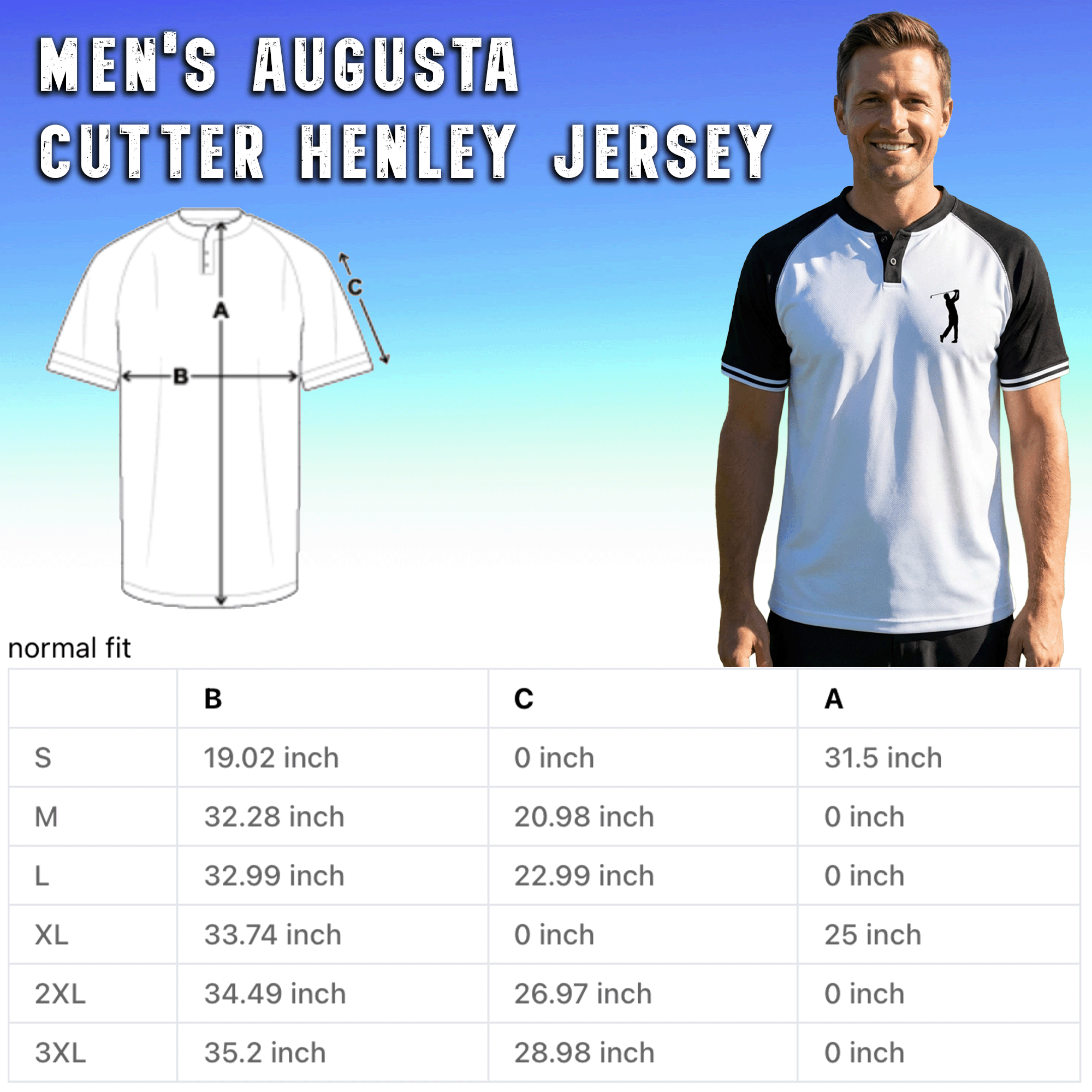 Men's Augusta Sportswear Golfer Cutter Henley Jersey