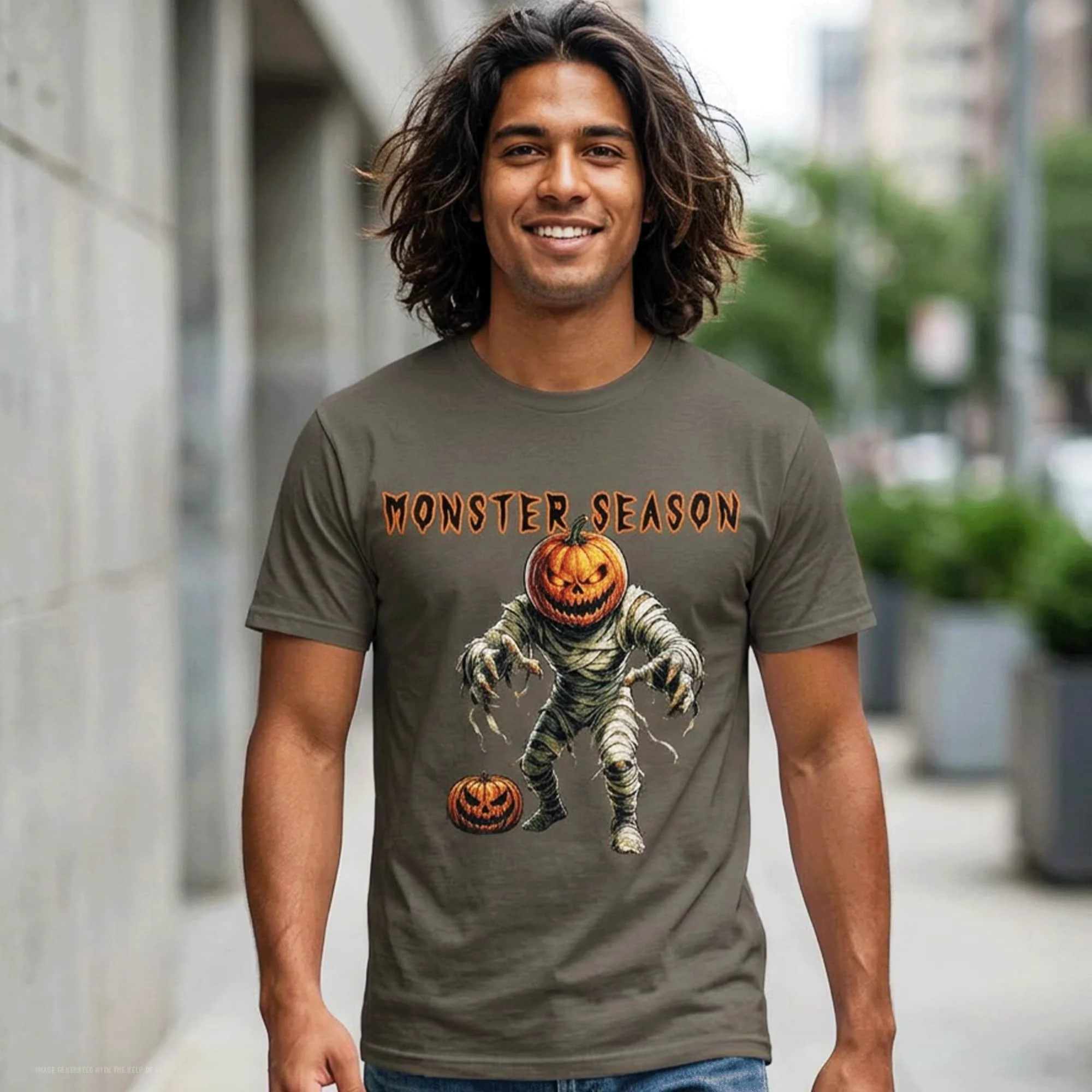 Pumpkin Head Mummy Monster Recycled Tee