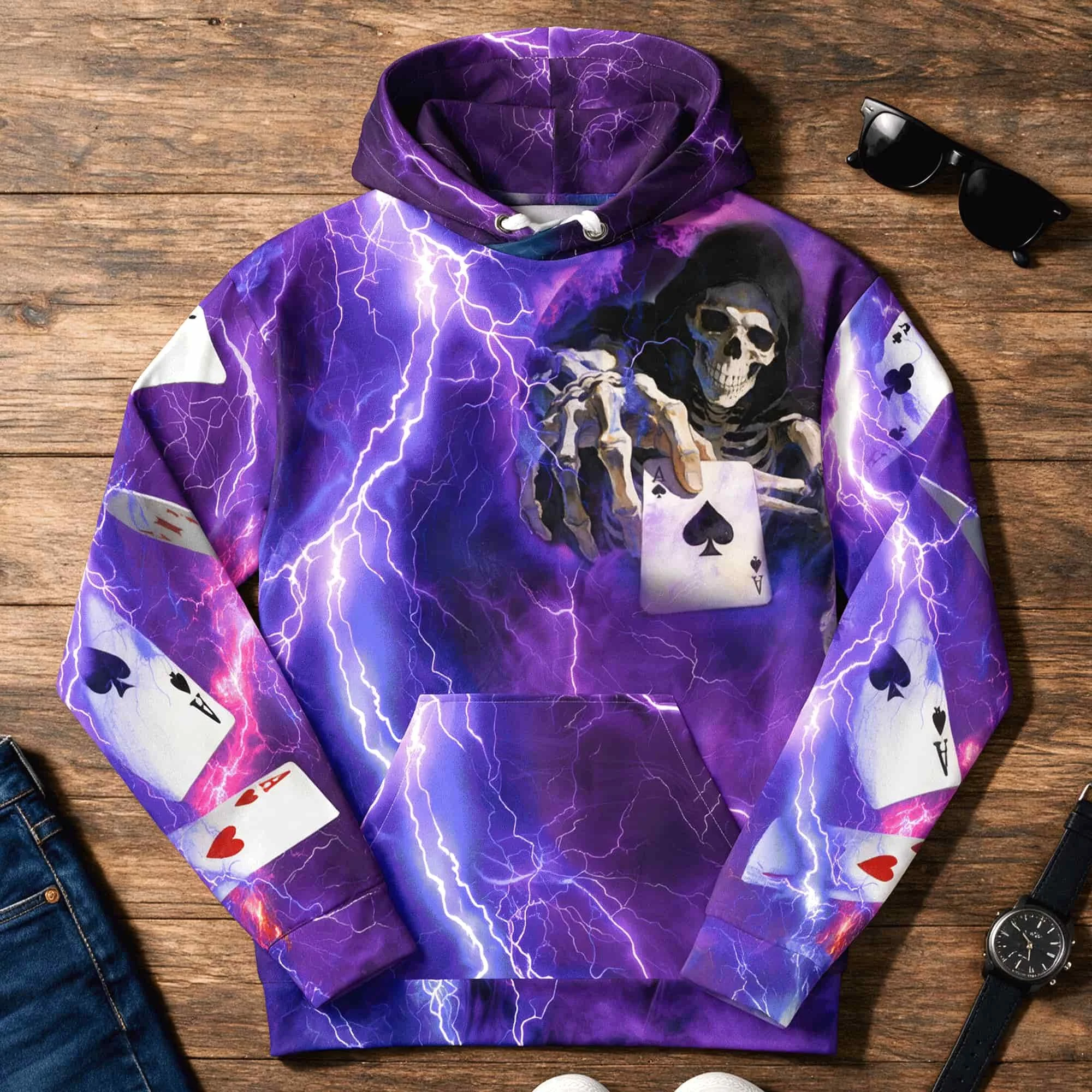 Skeleton with Ace Card Hoodie