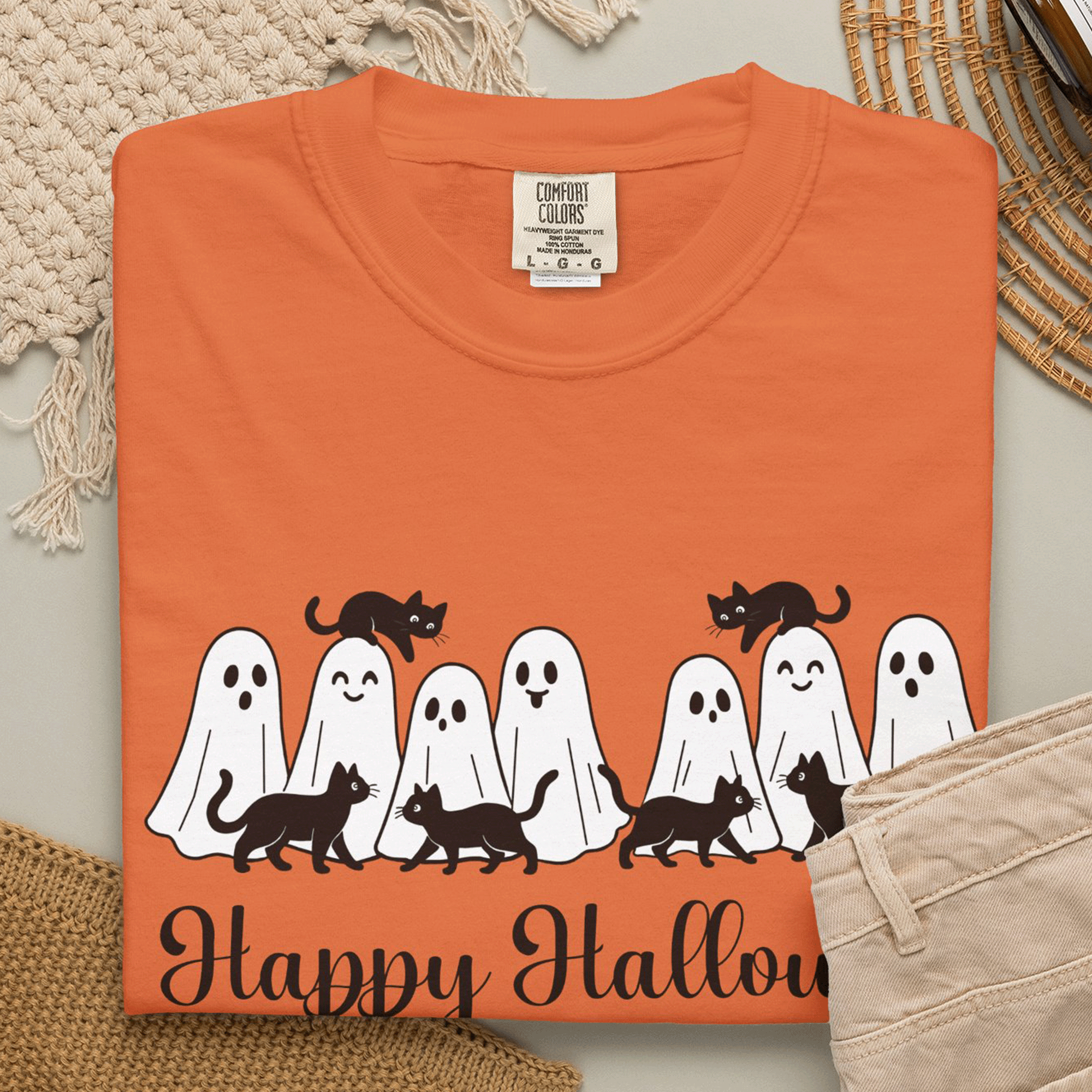 Halloween Ghosts and Curious Cats T-Shirt