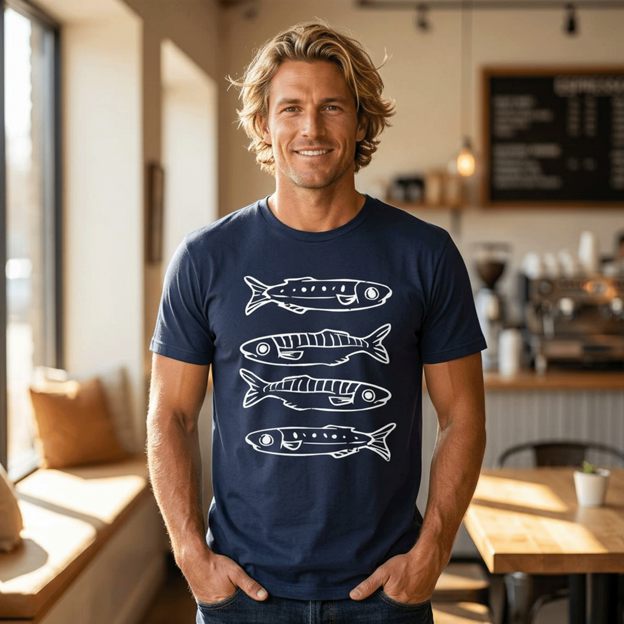 Sardine Stack Minimalist Recycled Cotton T‑Shirt