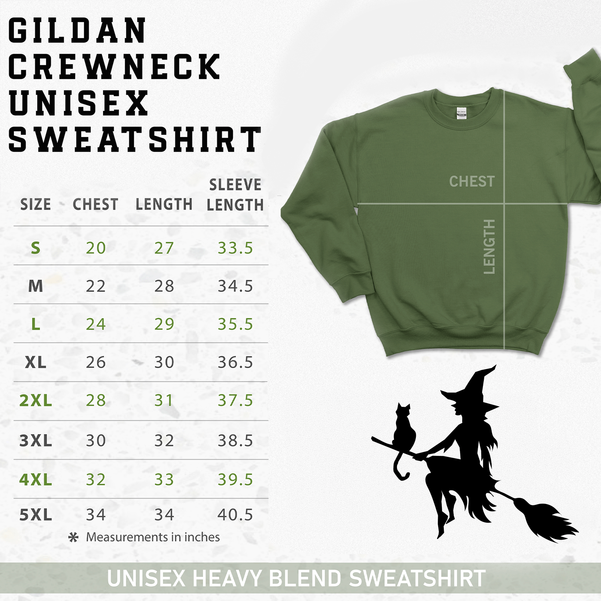 Embroidered Halloween Witch and Cat Silhouette Crewneck