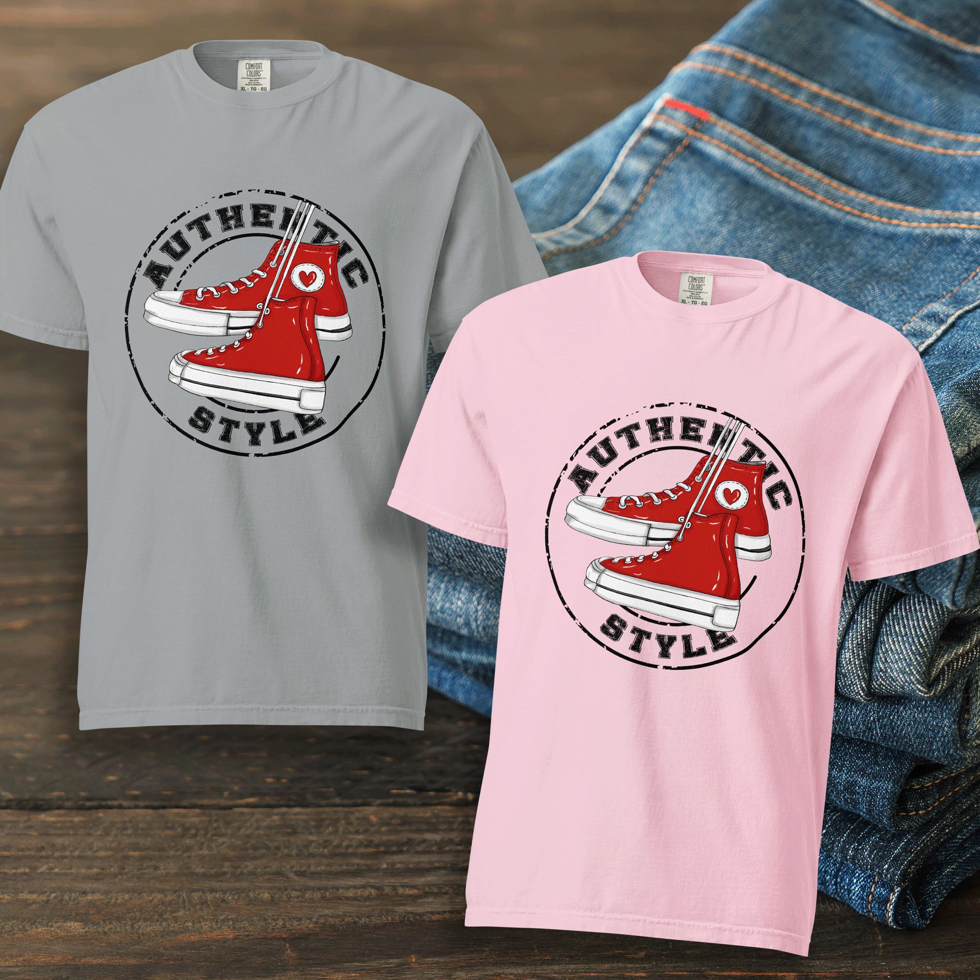 Authentic Style Red Sneakers Tee