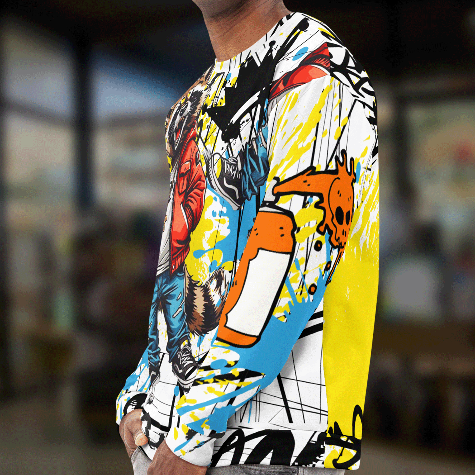 Graffiti Raccoon Cotton Sweatshirt