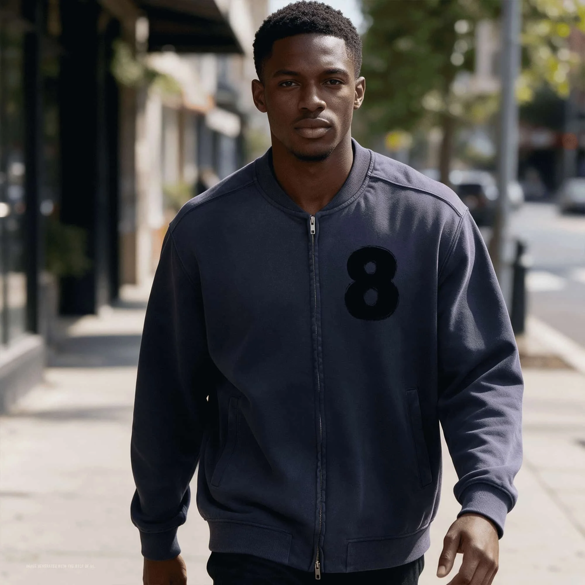 Grunge Number 8 Sun Faded Heavyweight Baseball Jacket