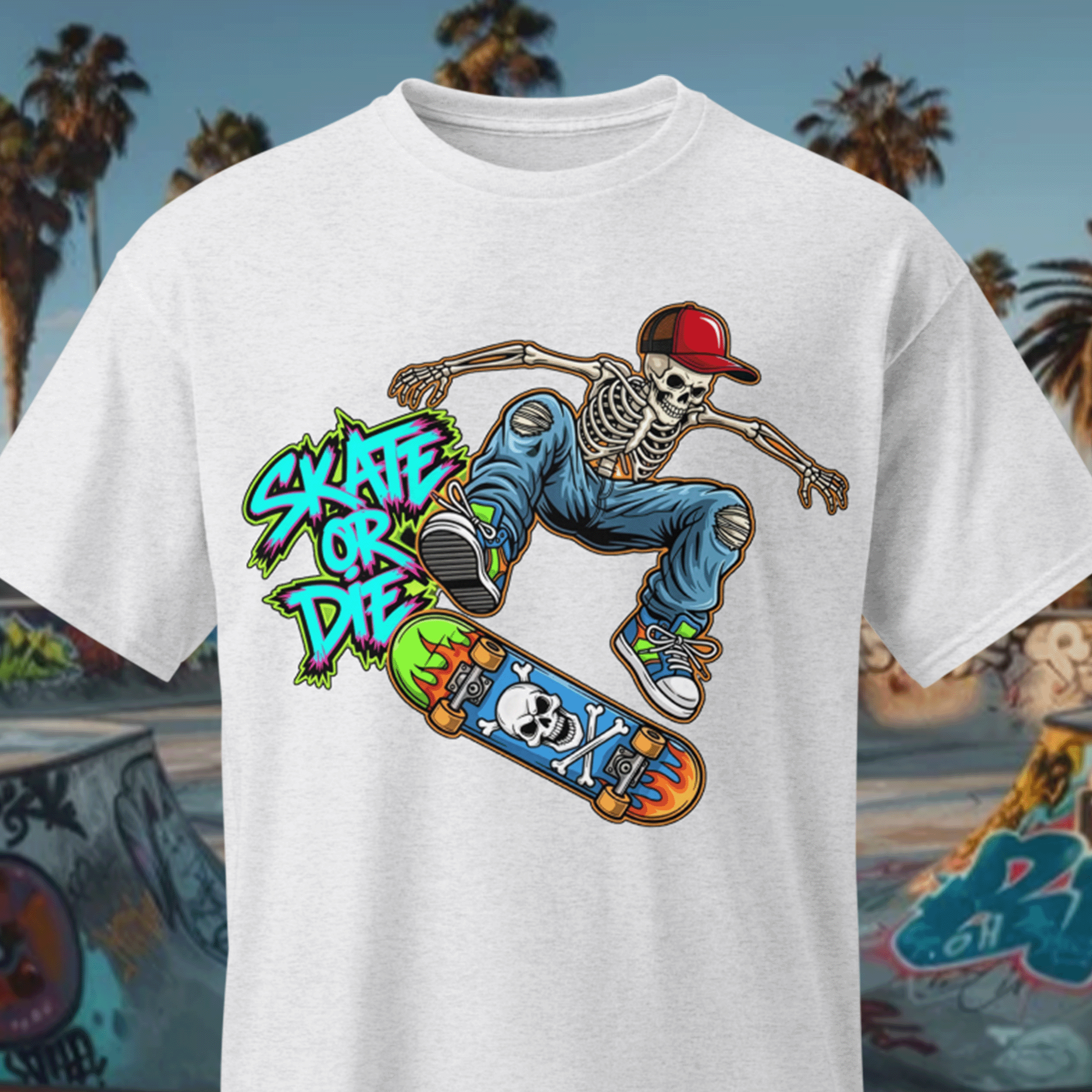 Skate or Die Skeleton Dude DryBlend® T-Shirt