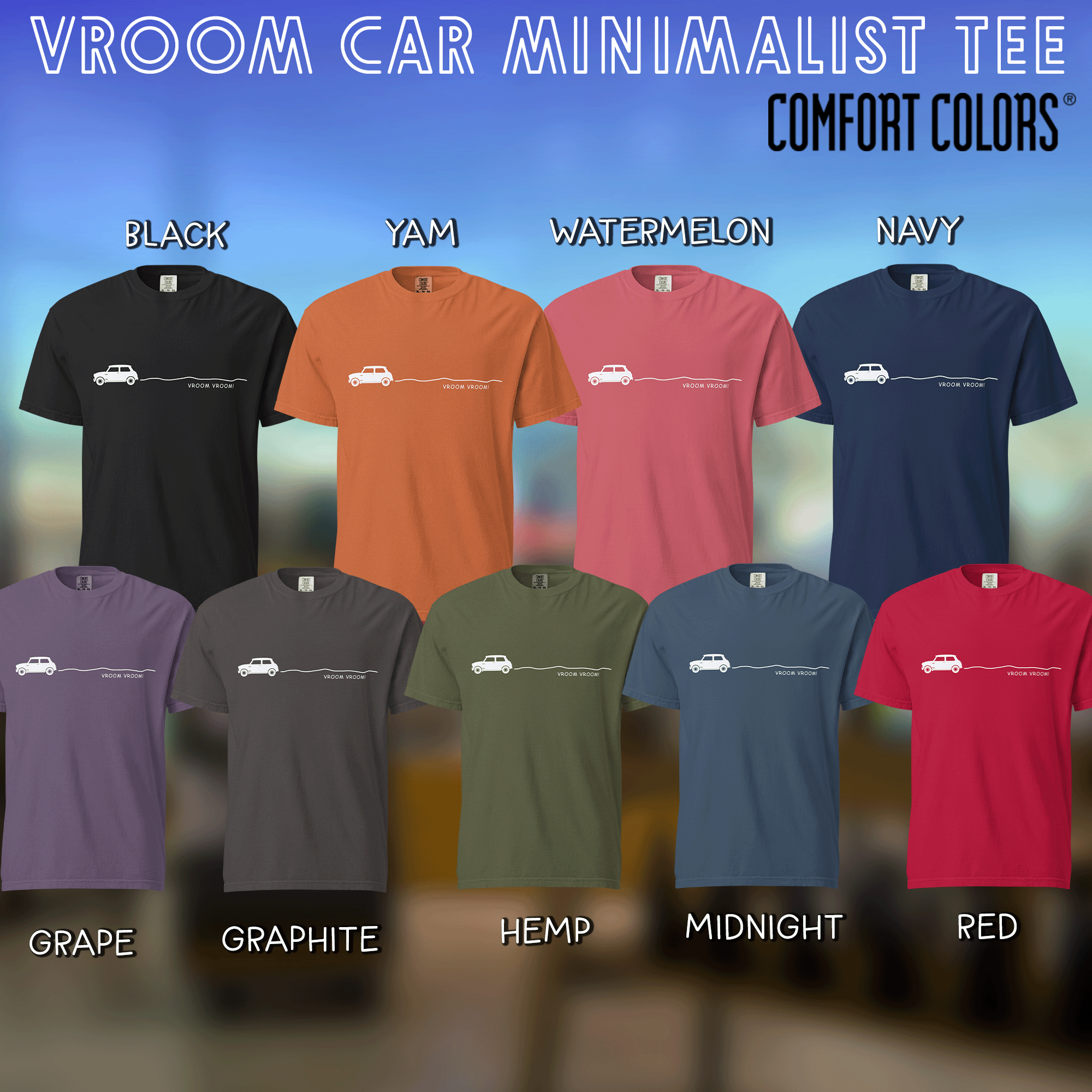Vroom Car Minimalist Unisex Garment-dyed T-shirt