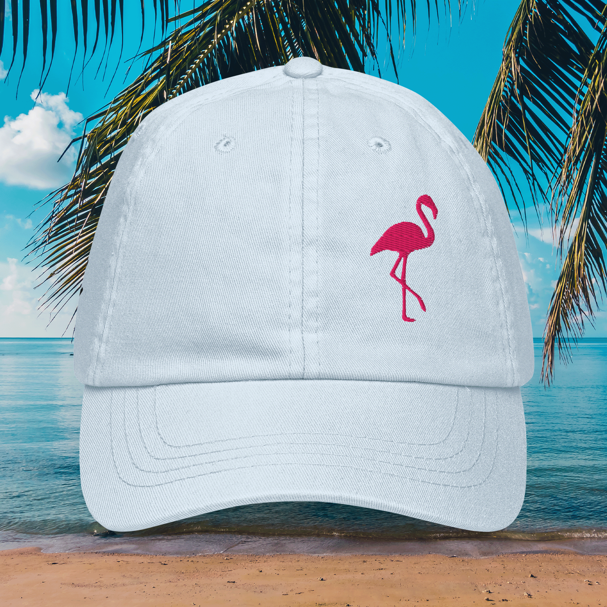 Embroidered Pink Flamingo Chill Pastel Cap