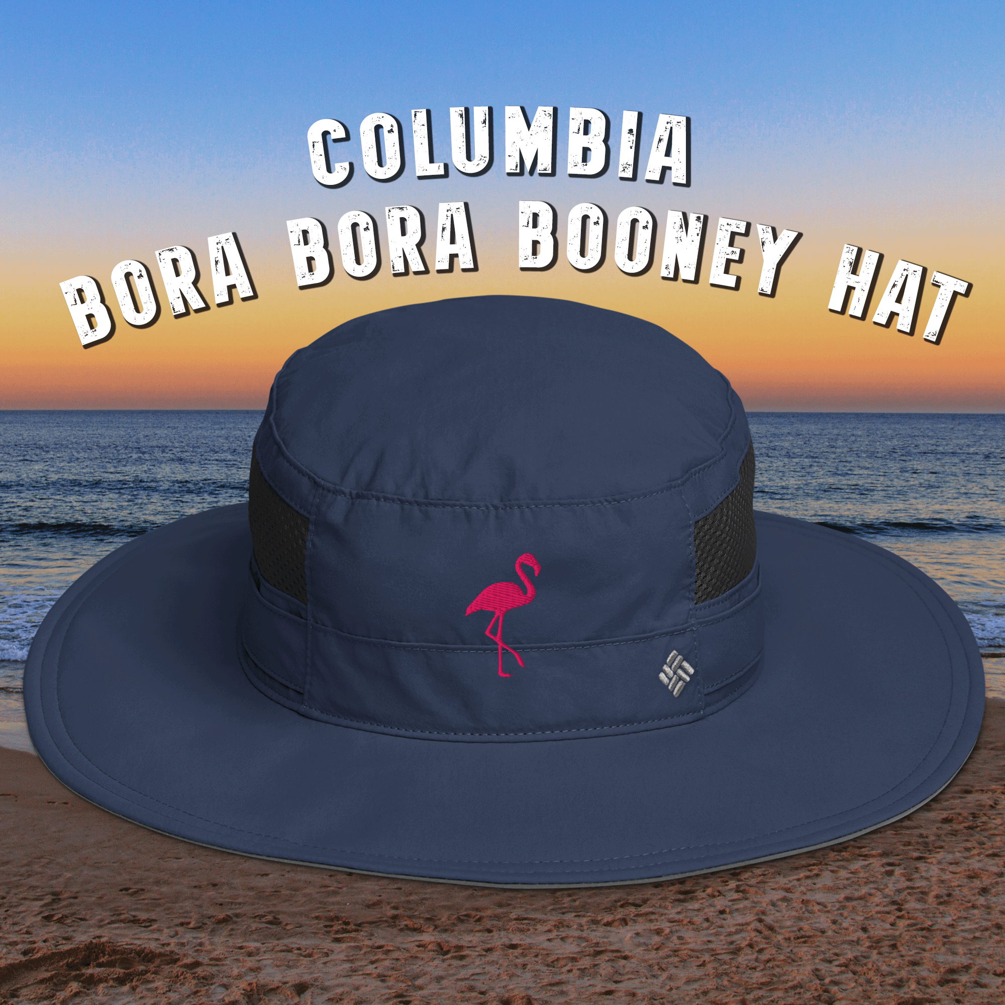Embroidered Flamingo Columbia Bora Bora Hat