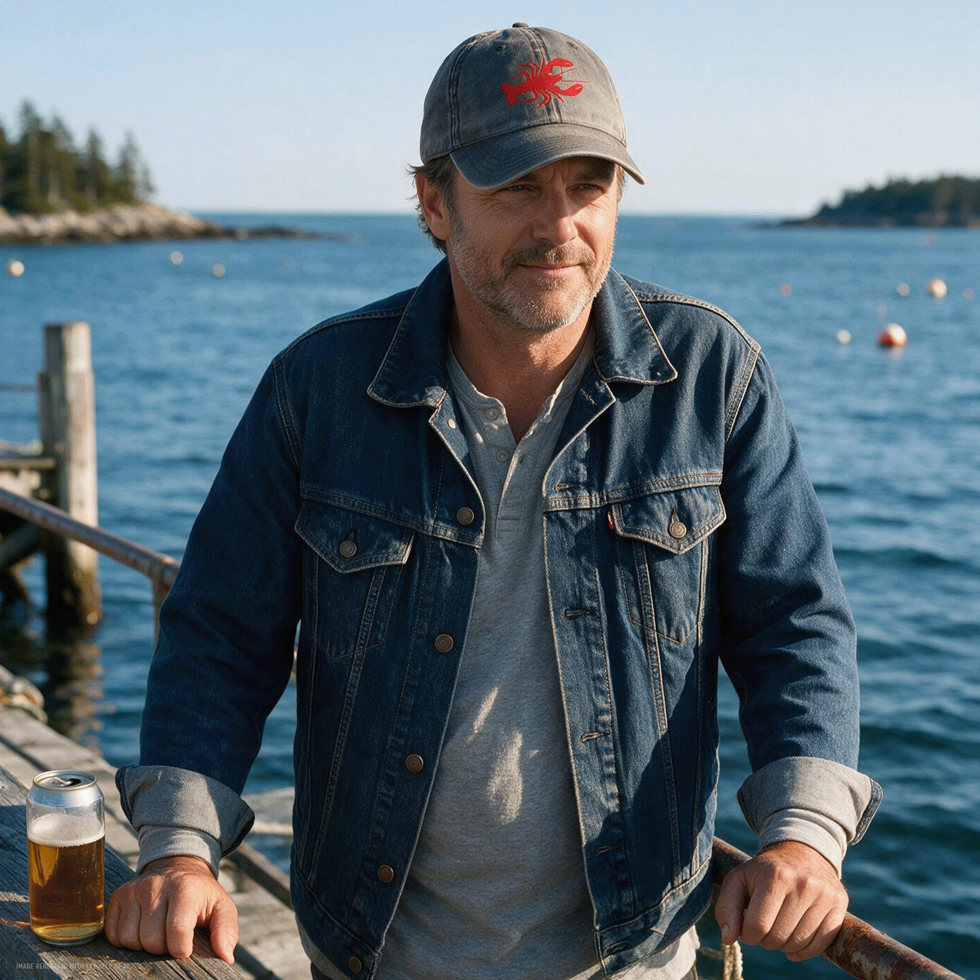 Embroidered Red Lobster Vintage Cotton Twill Cap