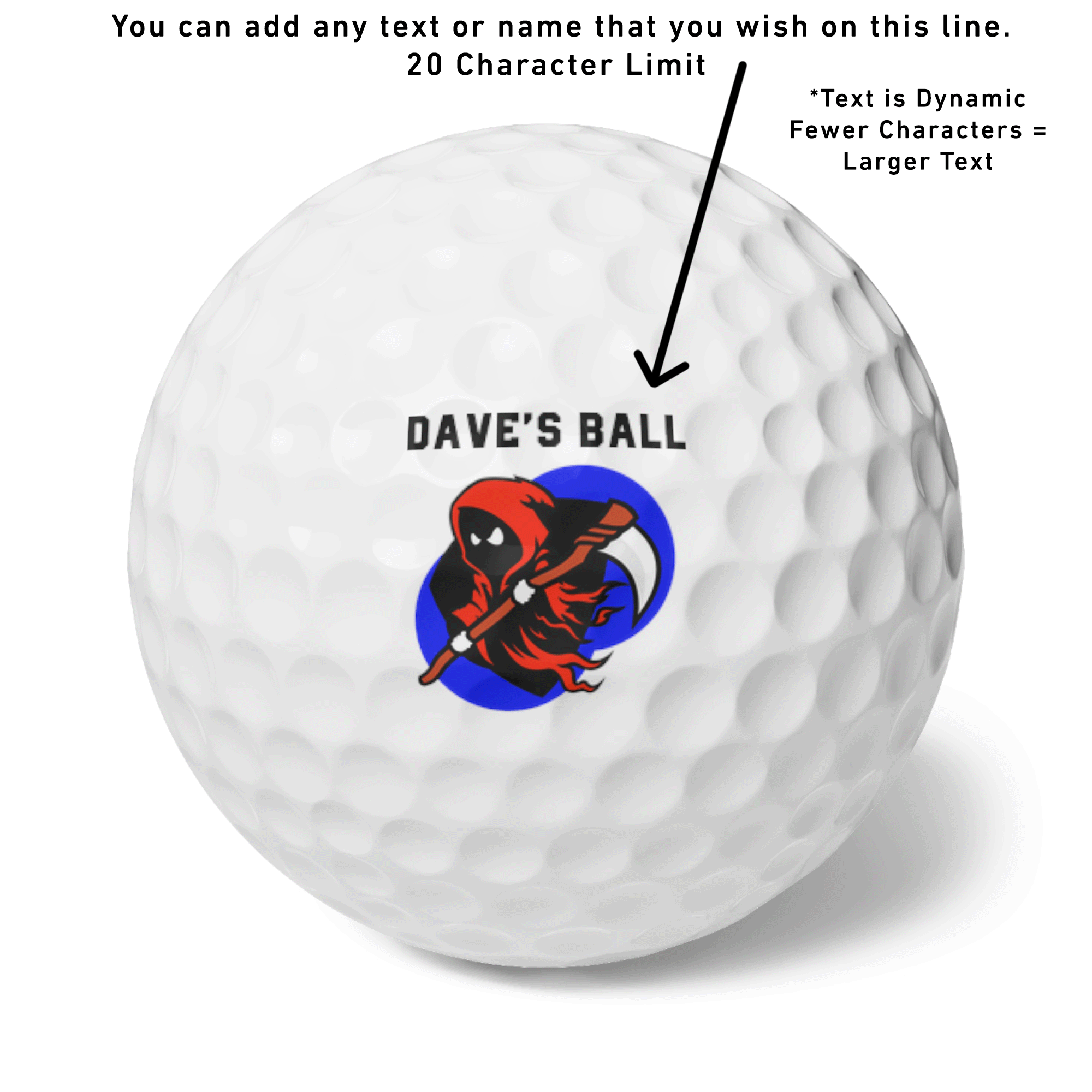 PERSONALIZED Name REAPER Ball Golf Balls