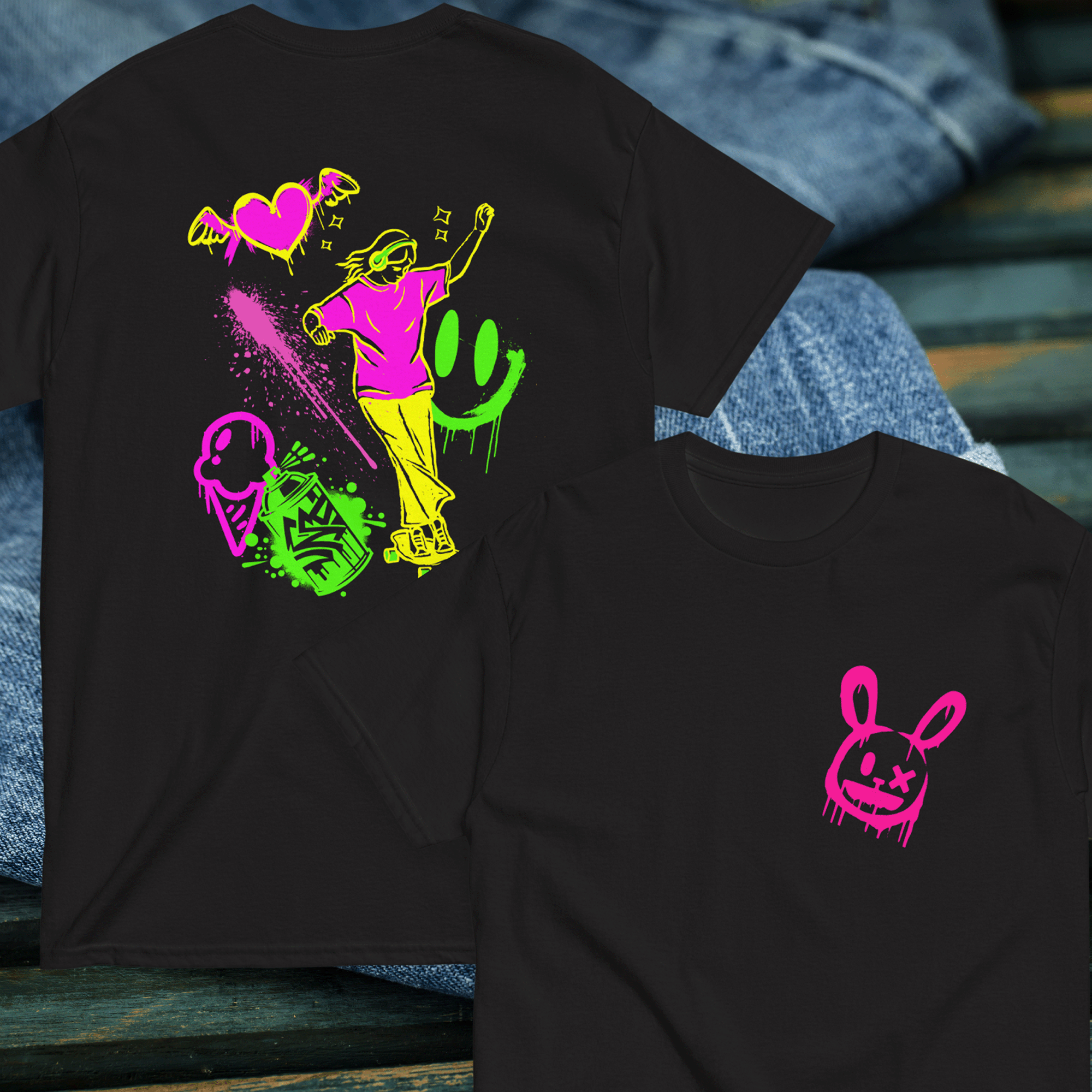 Graffiti Style Skateboarding Girl Graphic T-shirt