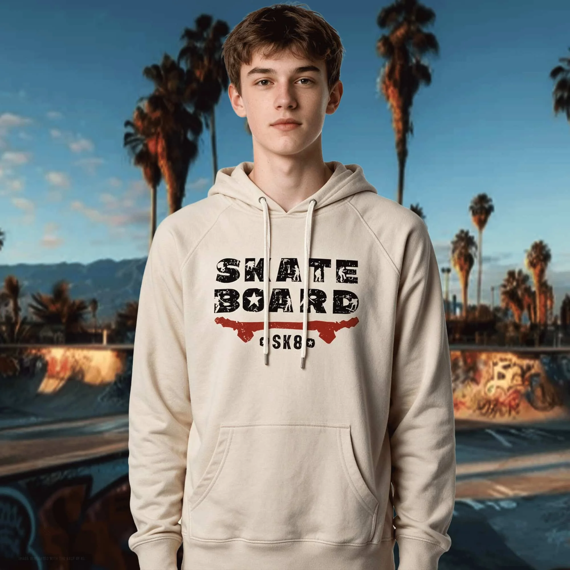 Skateboarding SK8 Unisex Icon Lightweight Loopback Terry Hooded Sweatshirt