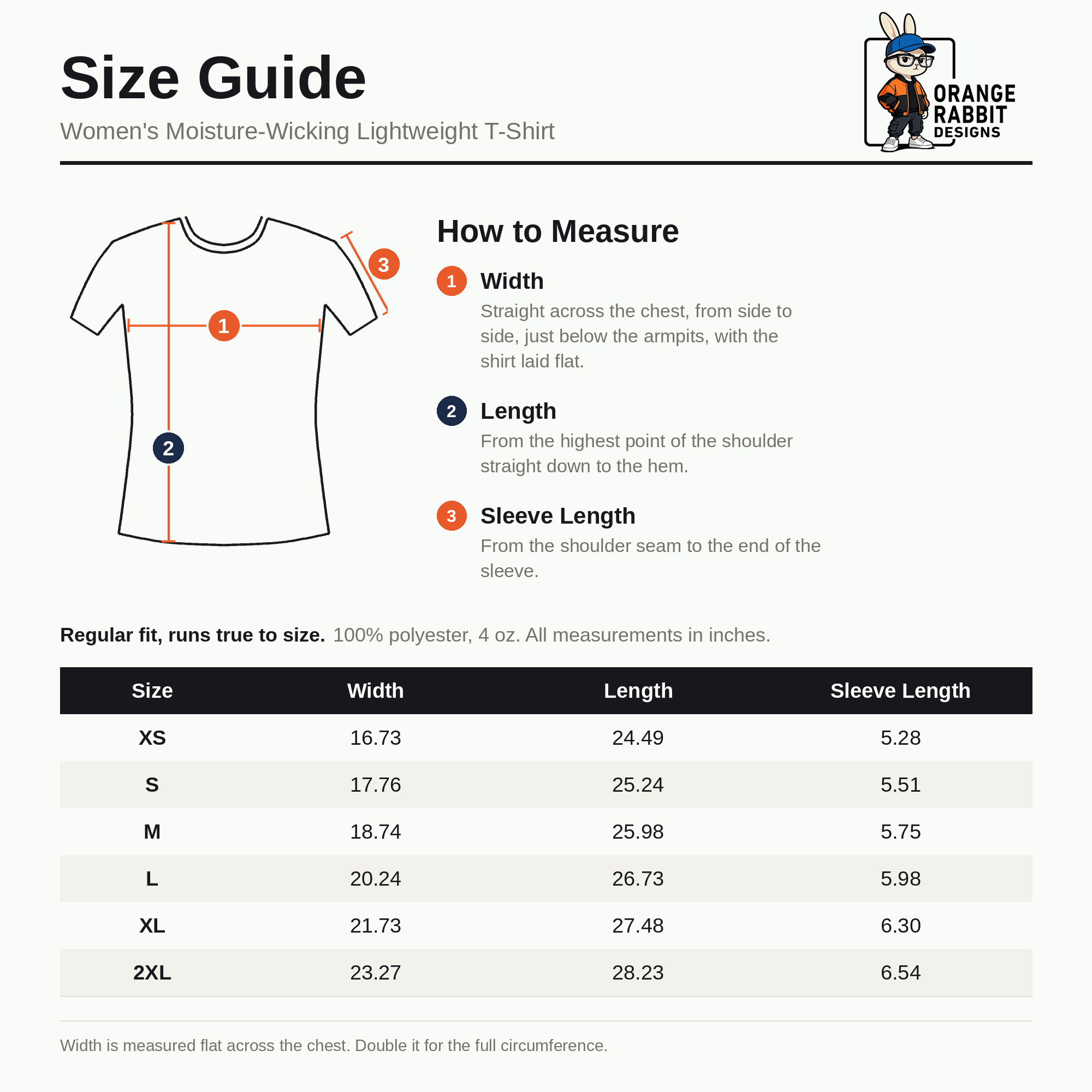 Orange-rabbit's-Womens-AOP-tee-Size-Chart