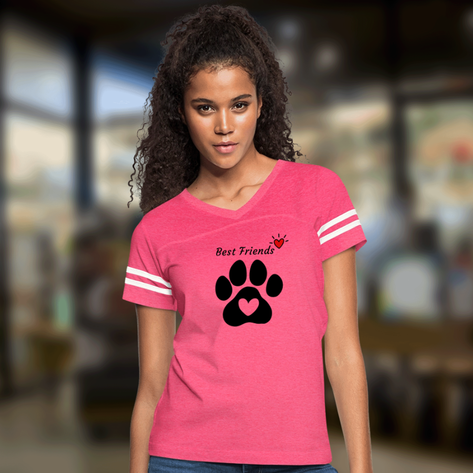 Women’s Dog Paw Best Friends Vintage Sport T-Shirt
