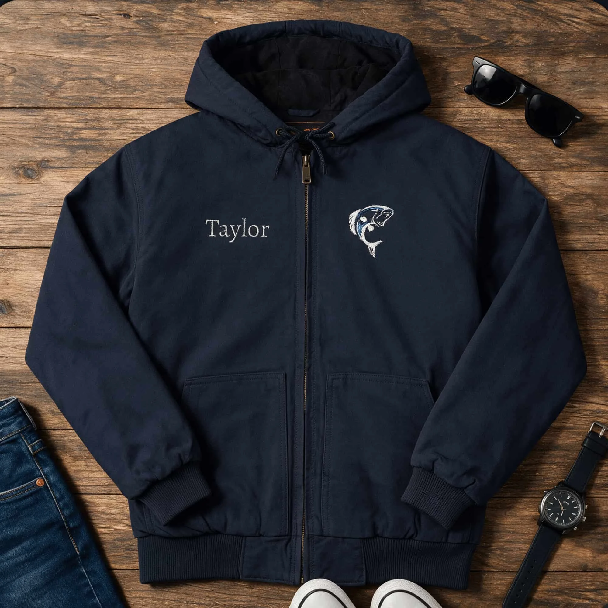 Personalized Men's Duck Cloth Hooded Work Jacket