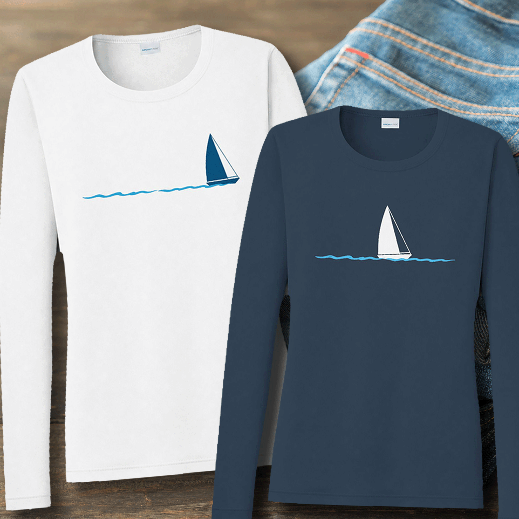Women's Sailboat Long Sleeve UV Sun Shirt