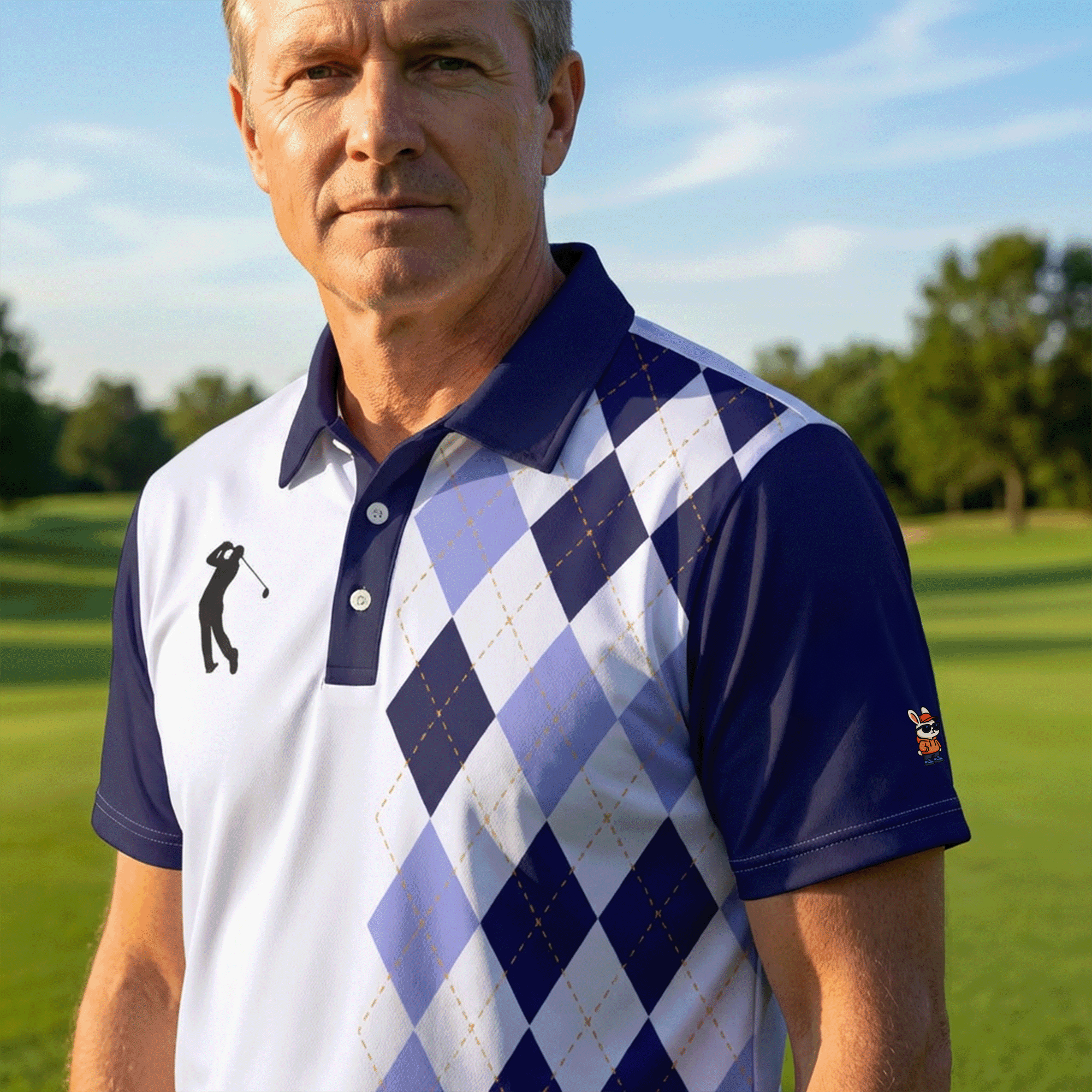 Diamond Pattern Argyle Golf Polo Shirt