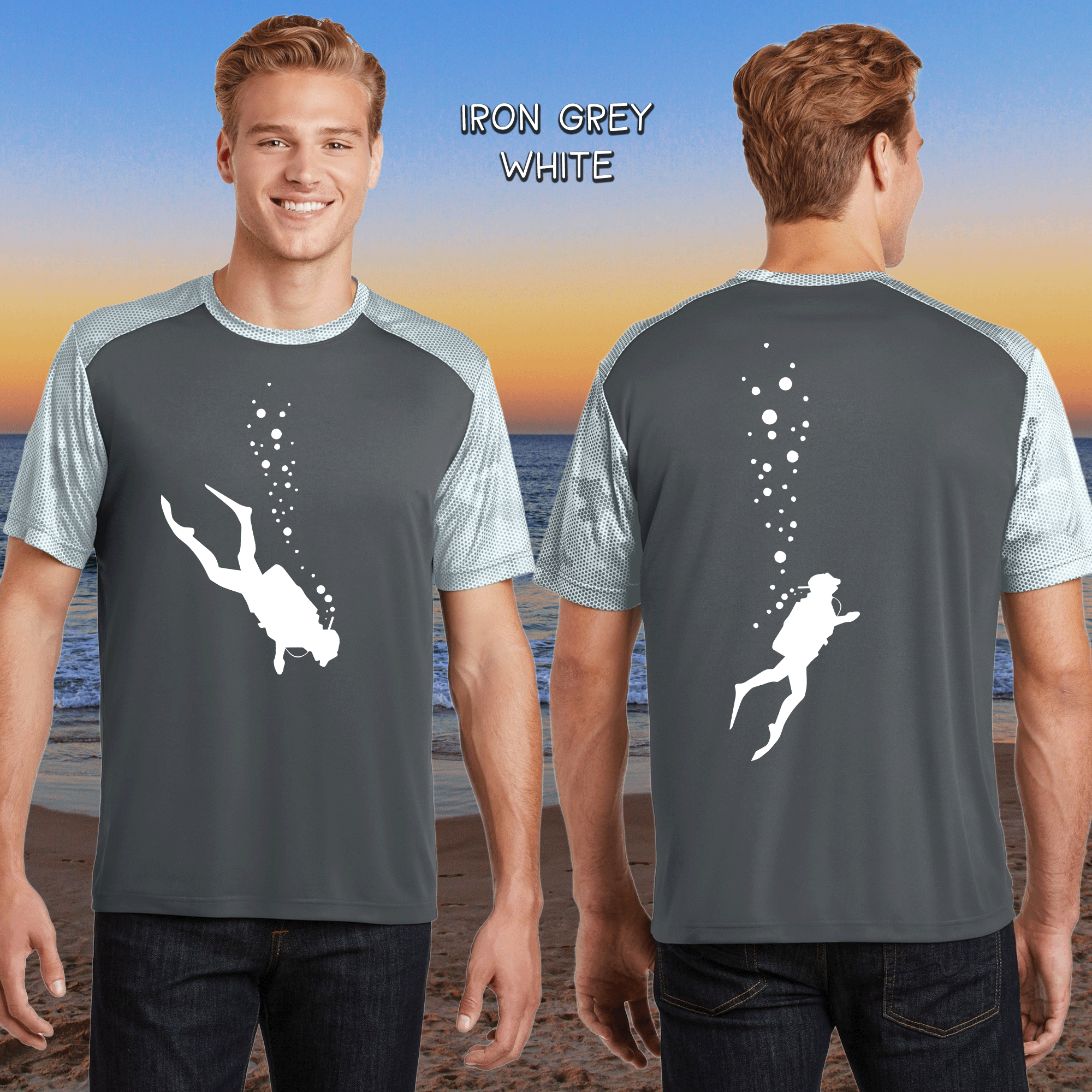 Scuba Diver Men's Polyester CamoHex SportTek Shirt