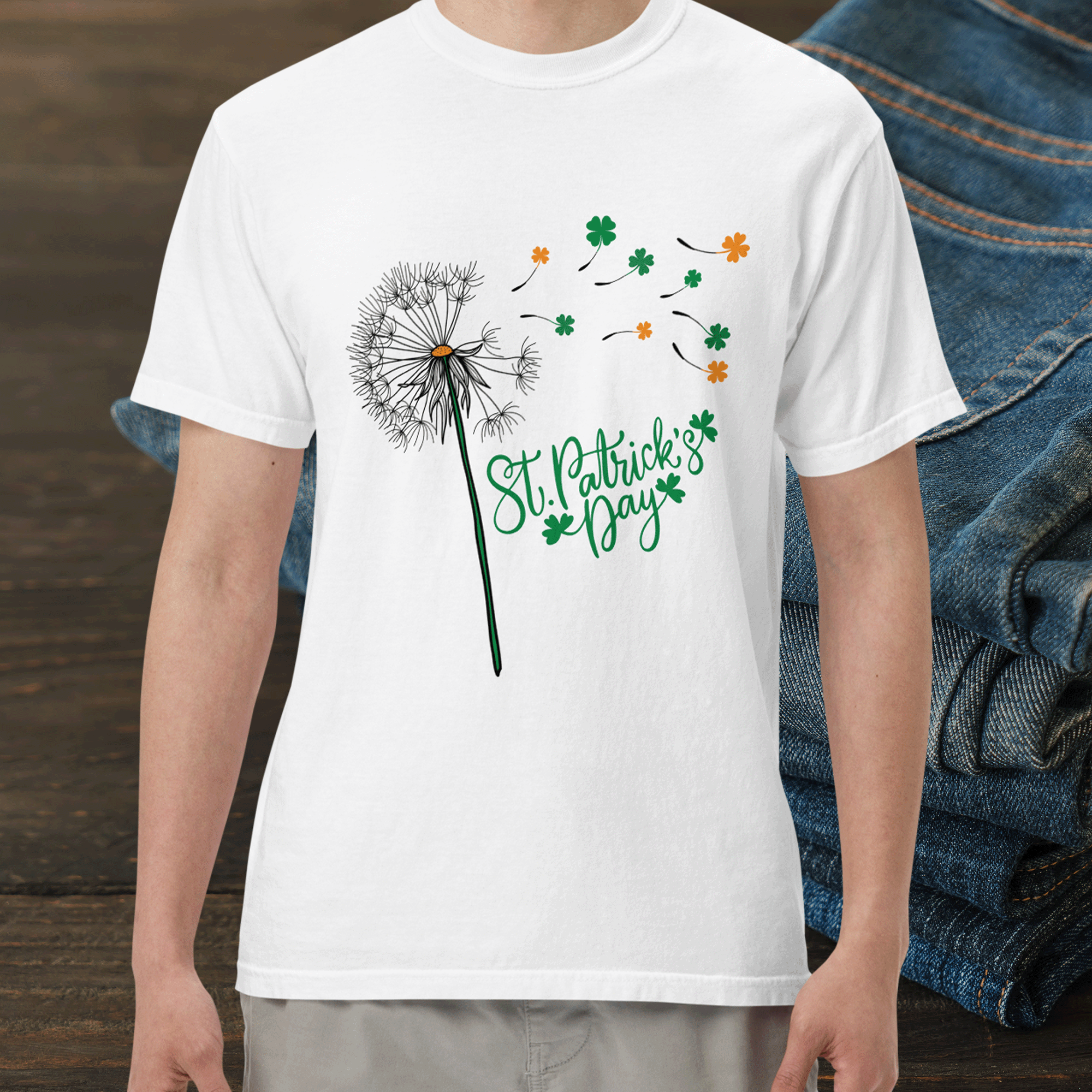 St Patricks Day Dandelion Shamrock T-shirt