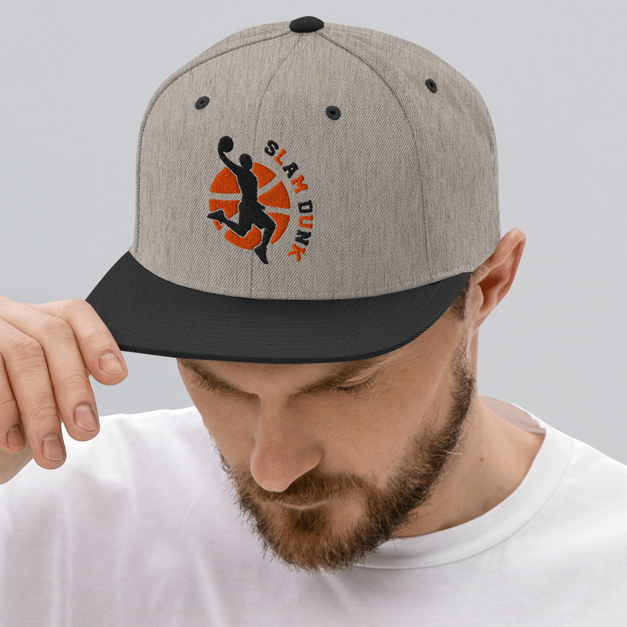 Embroidered Basketball Slam Dunk Snapback Cap
