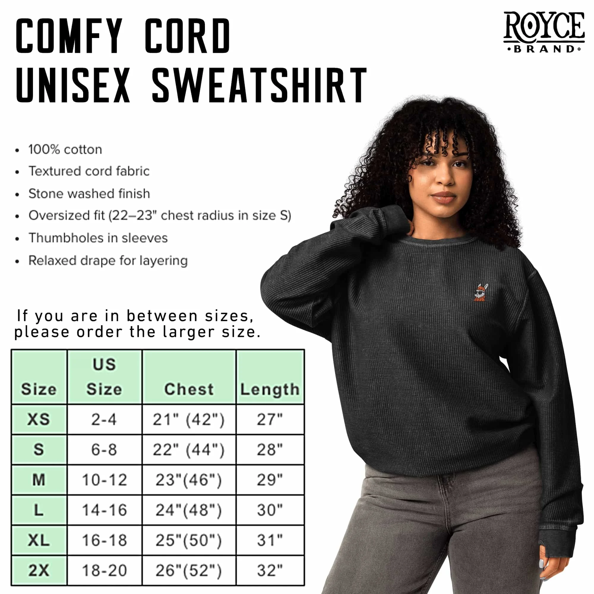 Orange Rabbit Comfy Cord Unisex Sweatshirt