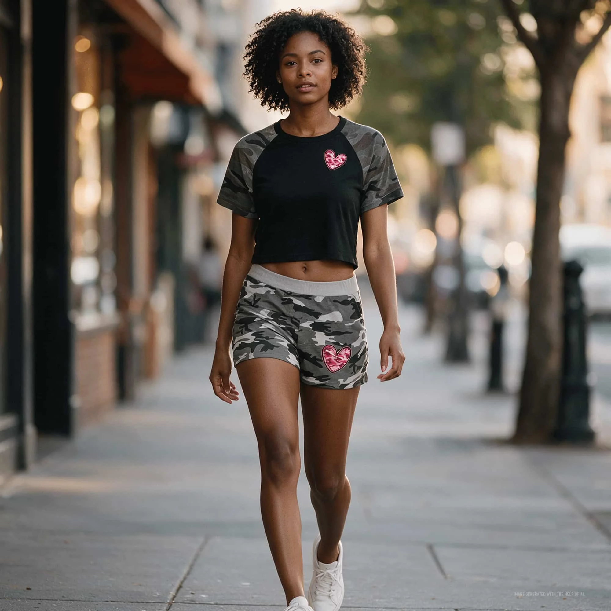 Women's Camo Heart Streetwear Set