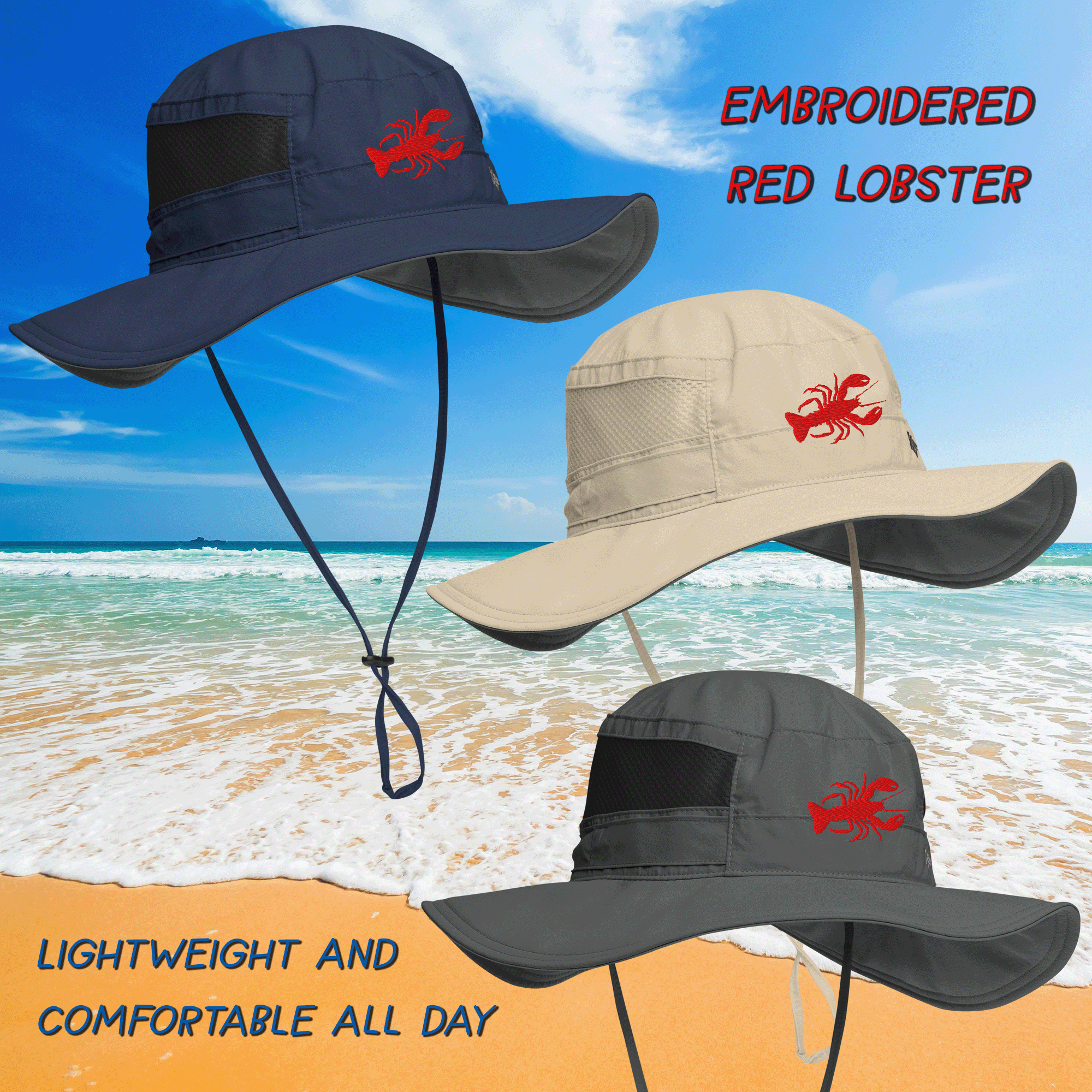 Embroidered Lobster Columbia Bora Bora Booney Hat