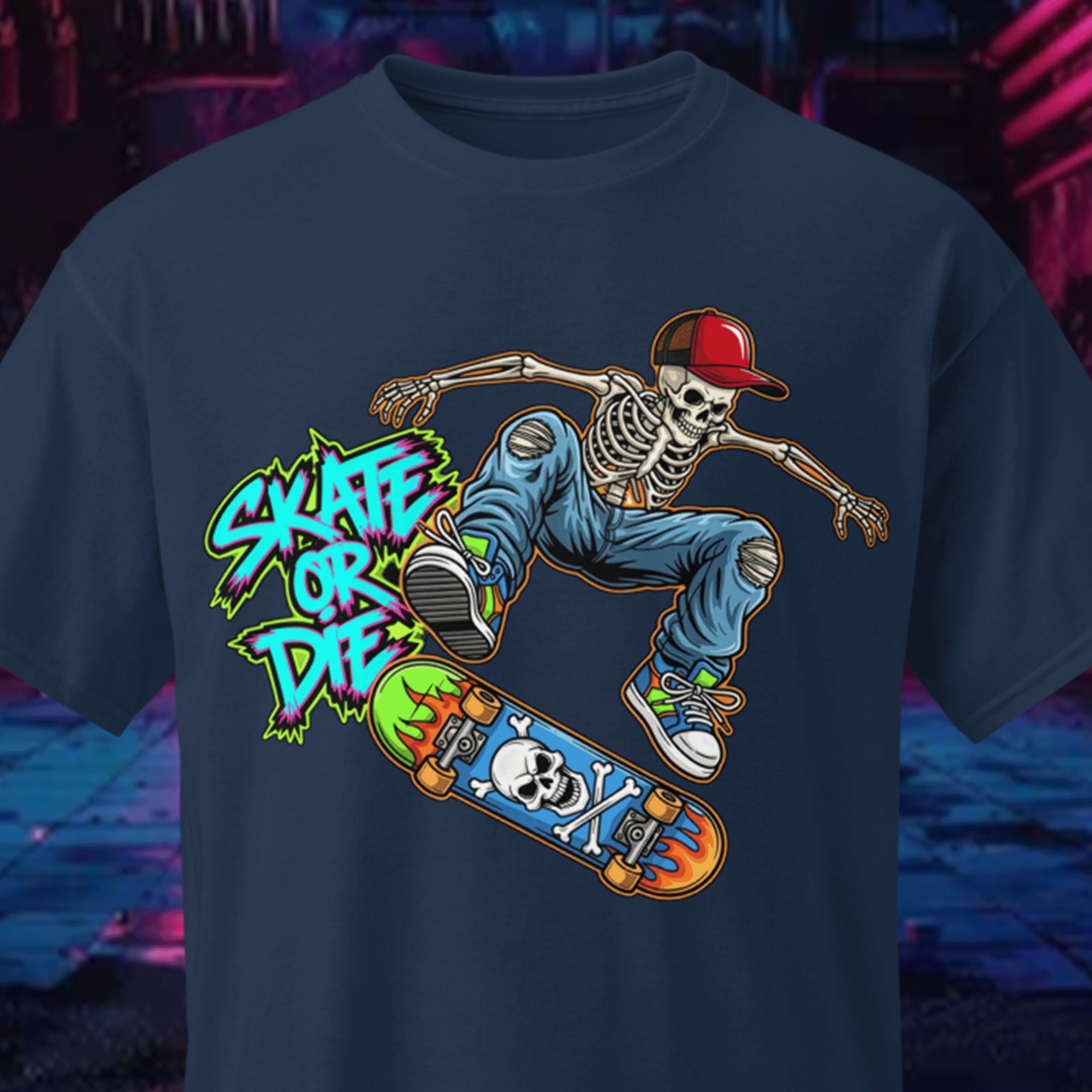 Skate or Die Skeleton Dude DryBlend® T-Shirt