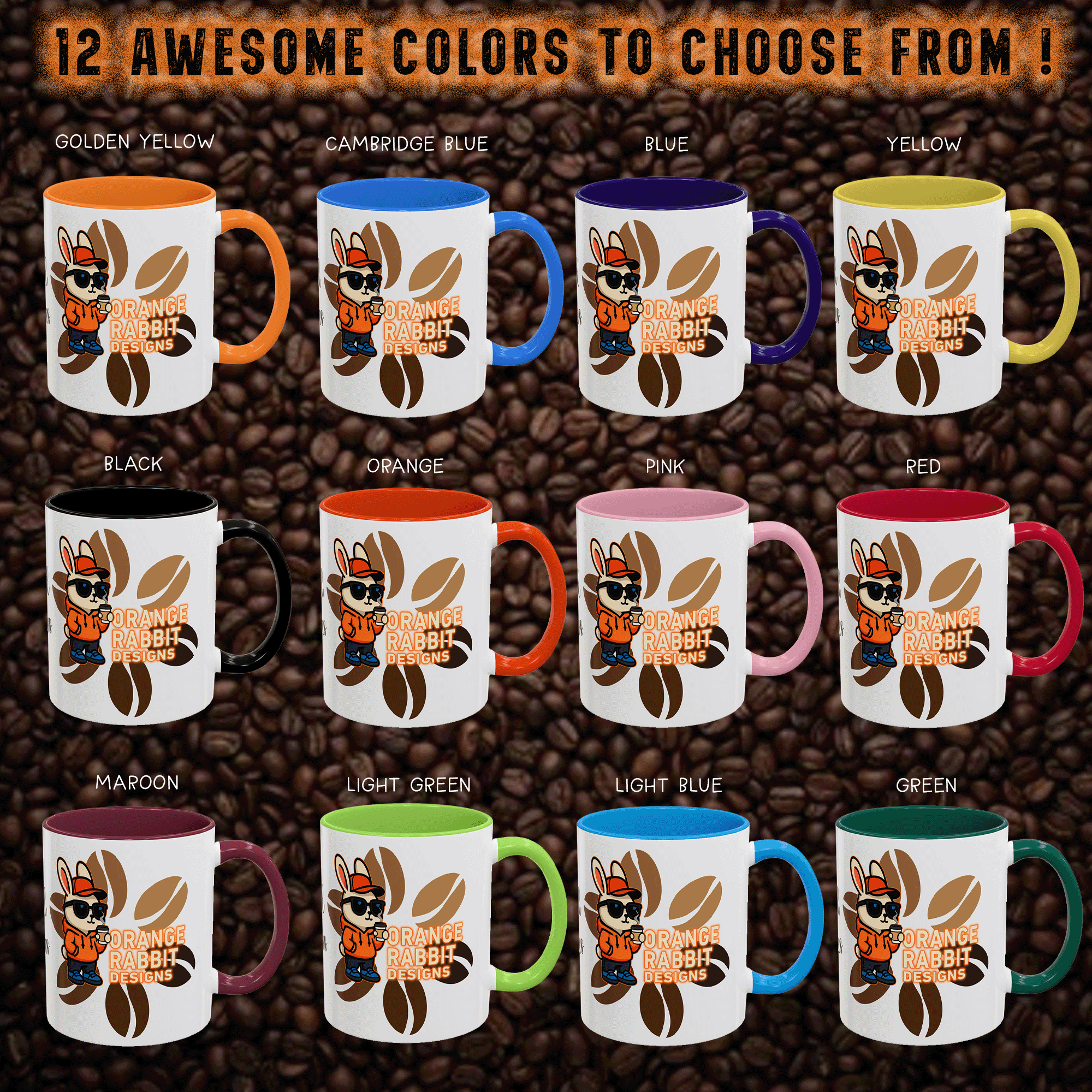 Orange Rabbit Chill Vibes Colorful Mug 11oz