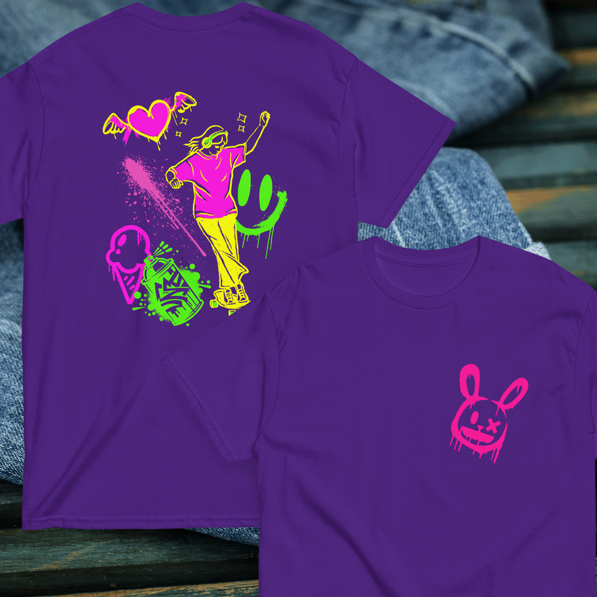 Graffiti Style Skateboarding Girl Graphic T-shirt