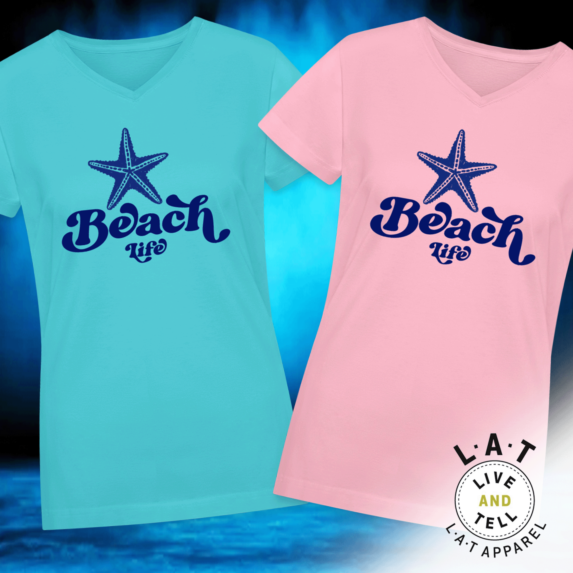Women's Beach Life Starfish V-Neck T-Shirt