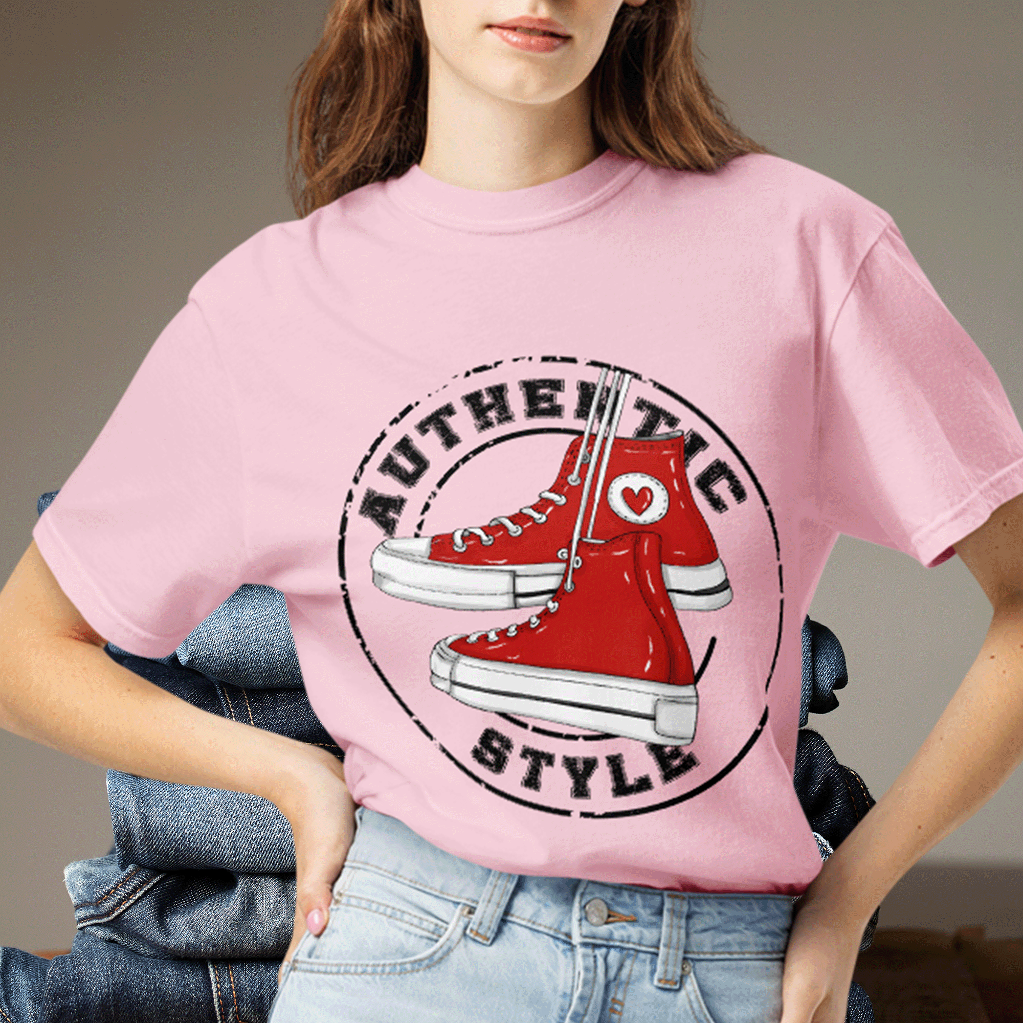 Authentic Style Red Sneakers Tee