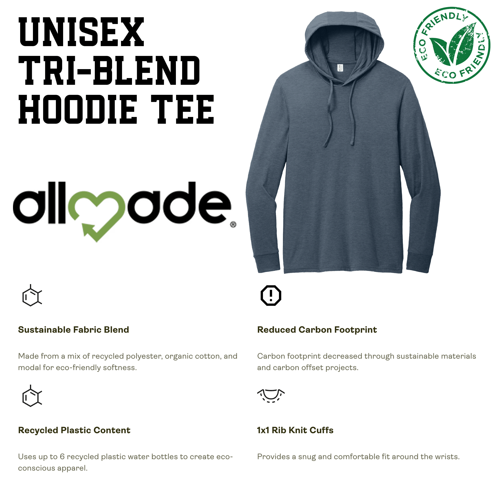 Climber Silhouette Unisex Tri-Blend Eco-friendly Hoodie Tee