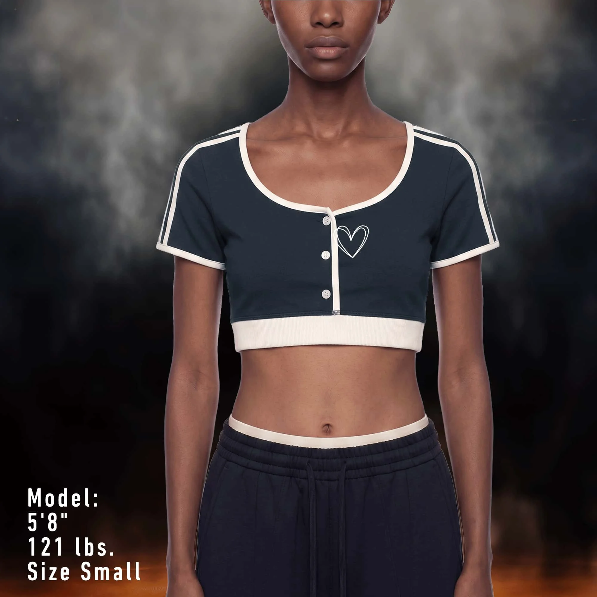 Women's Hearts Color Block Crop T-Shirt