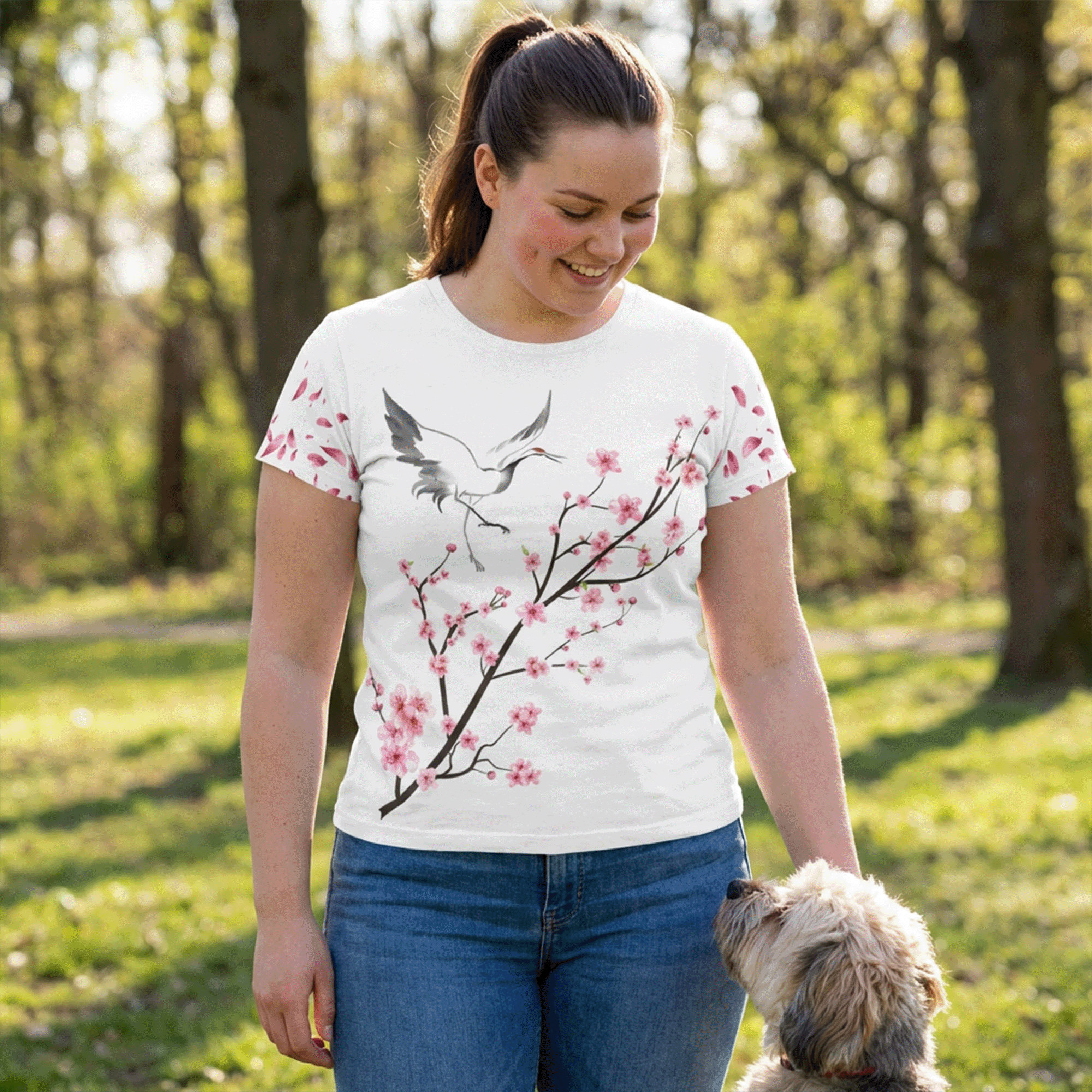 Cherry Blossom Crane Tee