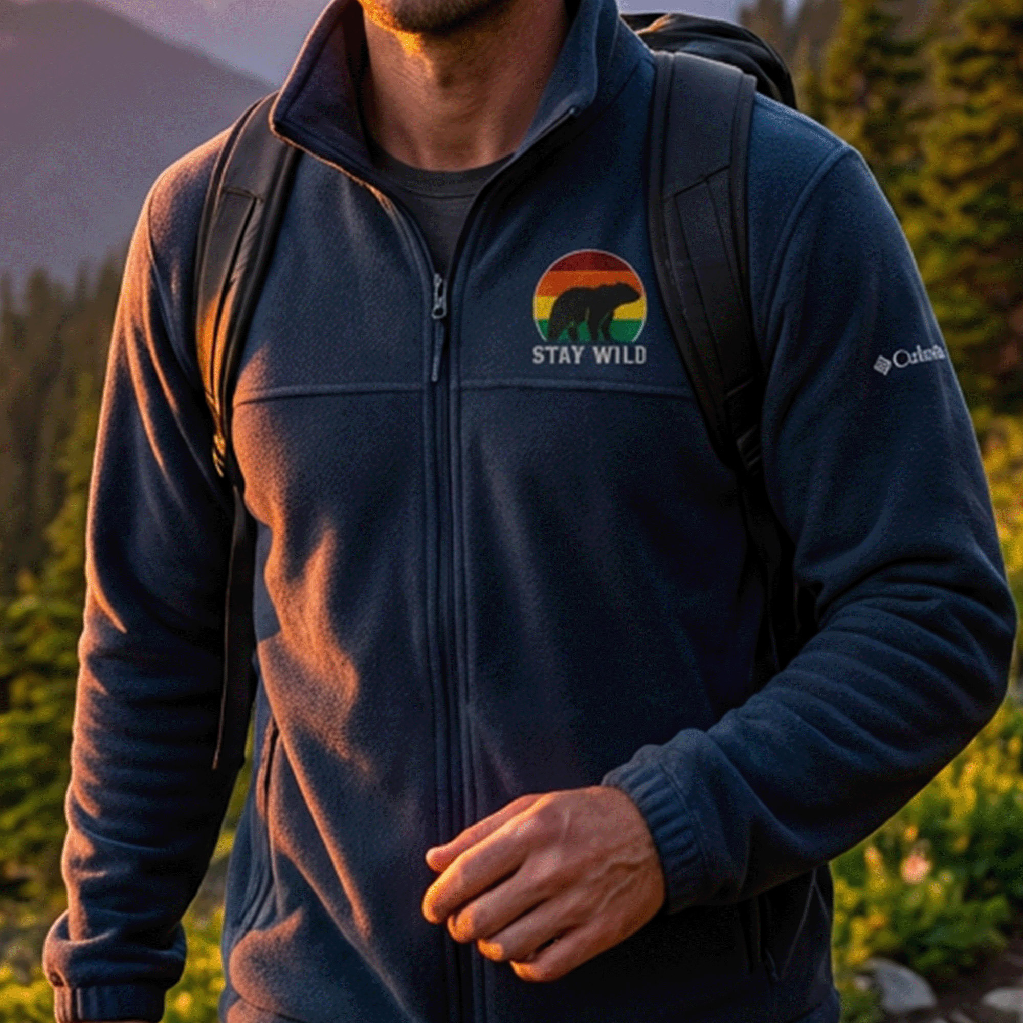 Stay Wild Black Bear Unisex Columbia Fleece Jacket